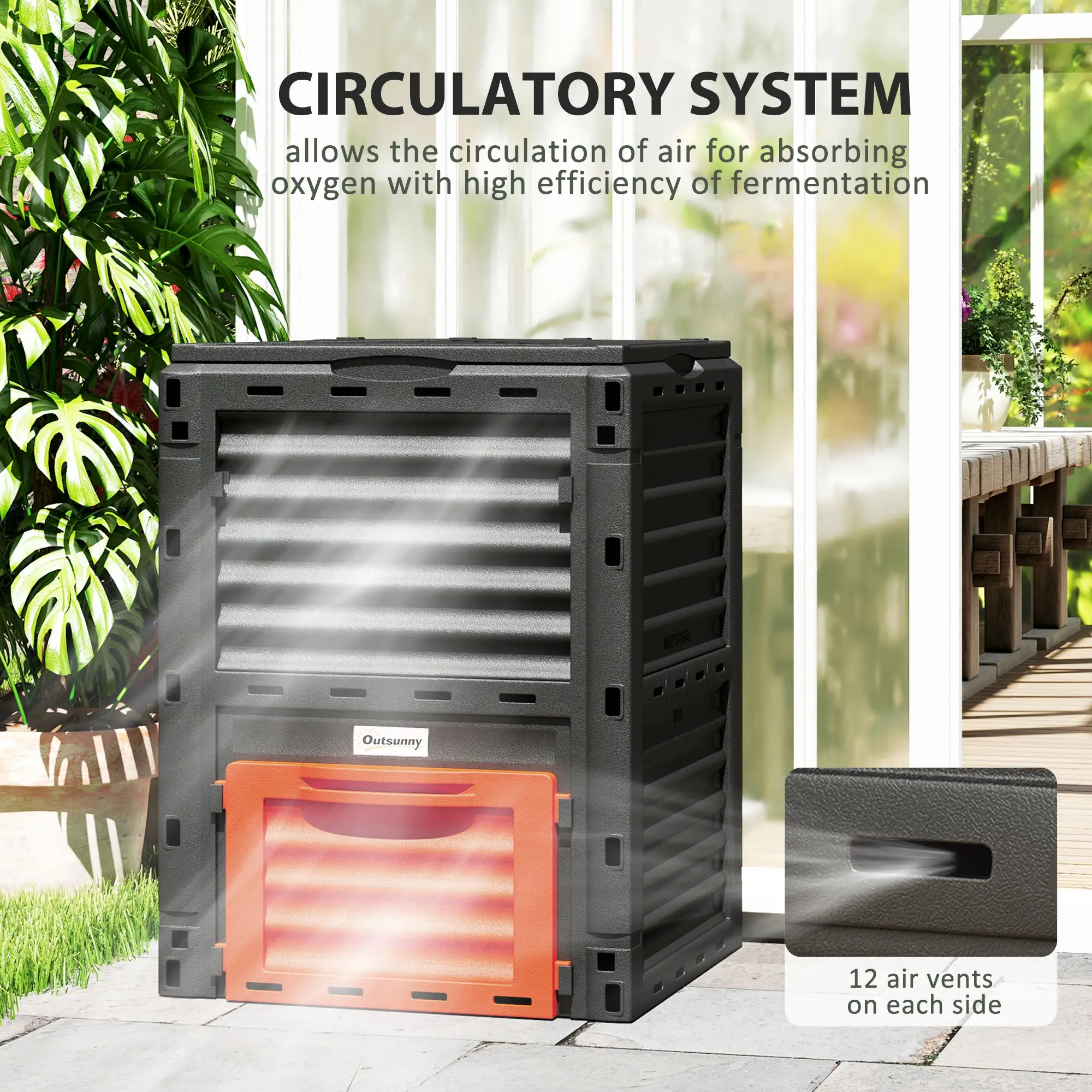 Outdoor Compost Bin, Fast Soil Creation, 80 Gallon, Orange - Image 7