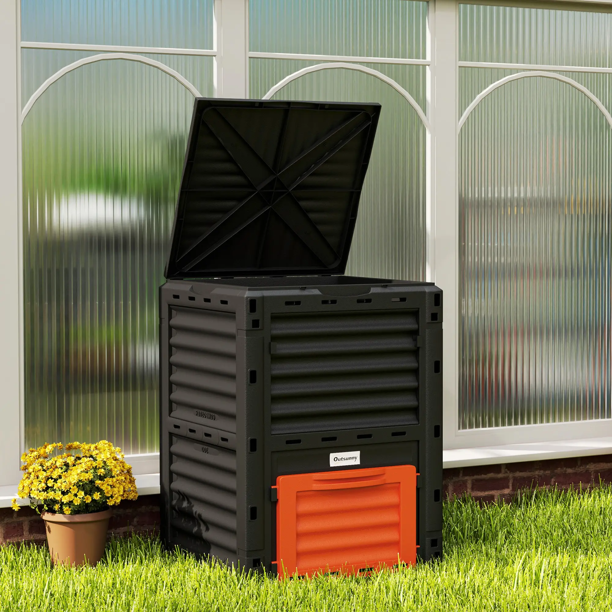 Outdoor Compost Bin, Fast Soil Creation, 80 Gallon, Orange - Image 8