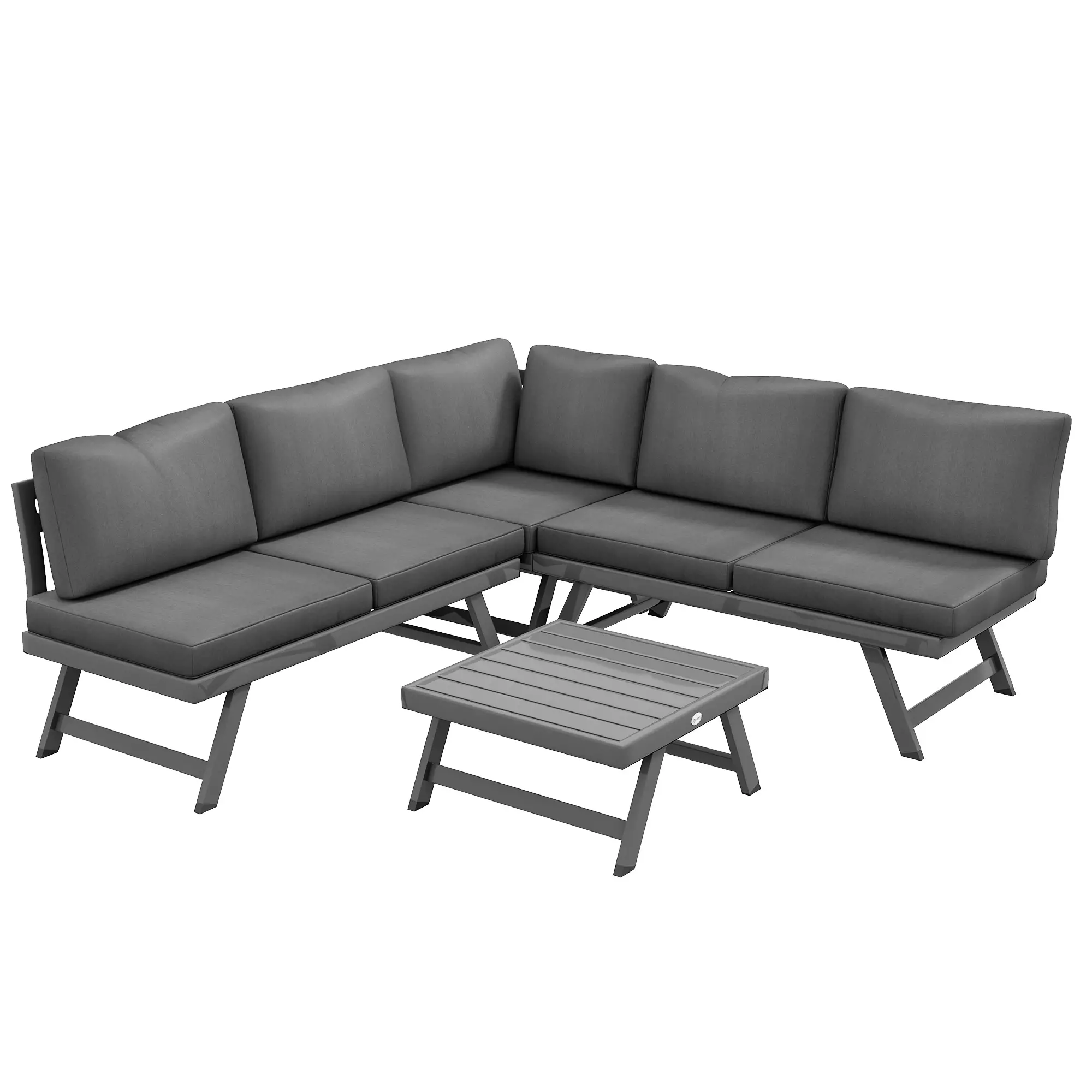 Outdoor Corner Garden Set, 4-Piece Convertible Furniture, Grey