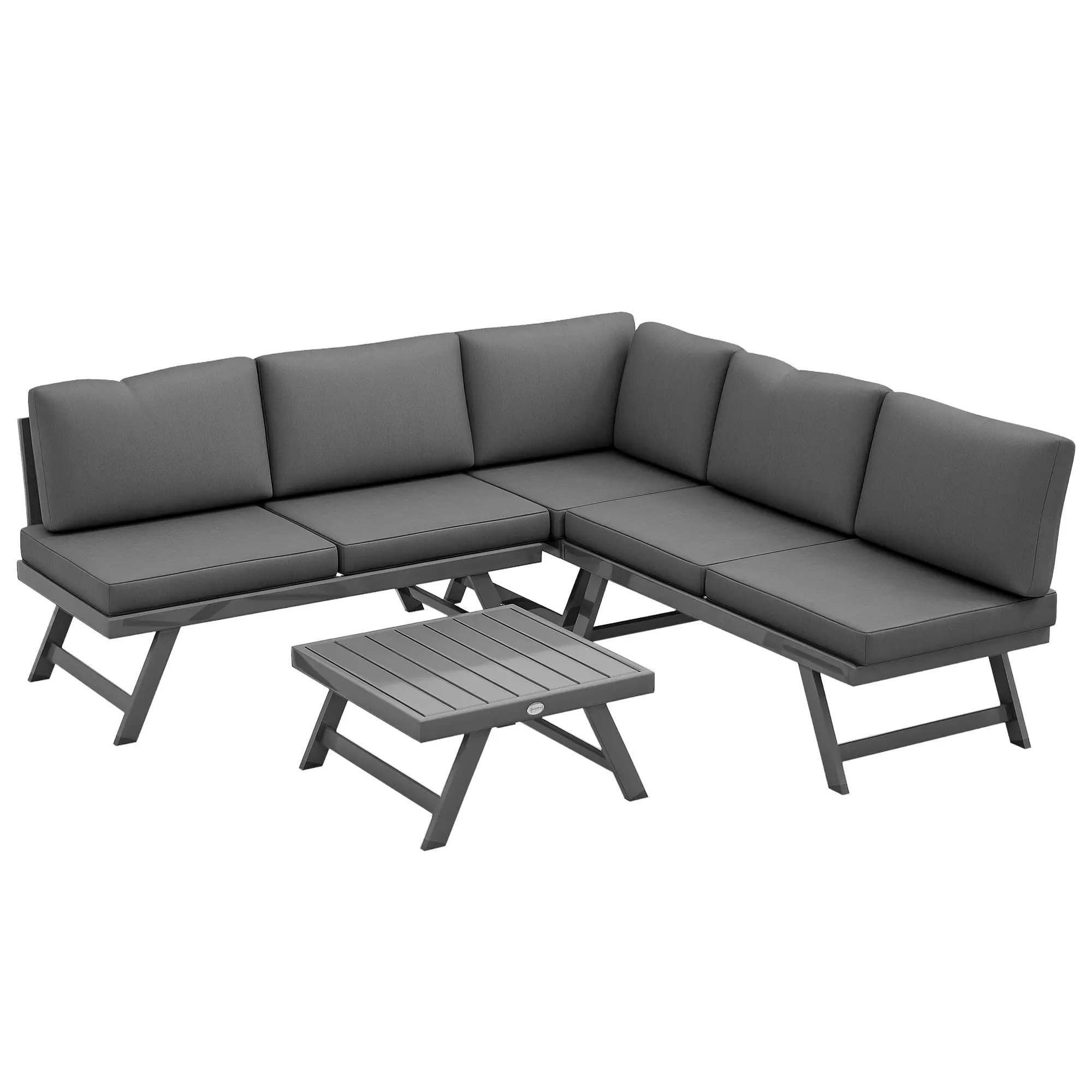 Outdoor Corner Garden Set, 4-Piece Convertible Furniture, Grey - Image 11