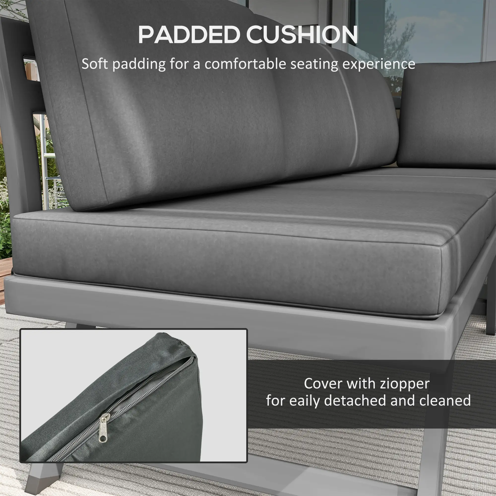 Outdoor Corner Garden Set, 4-Piece Convertible Furniture, Grey - Image 5