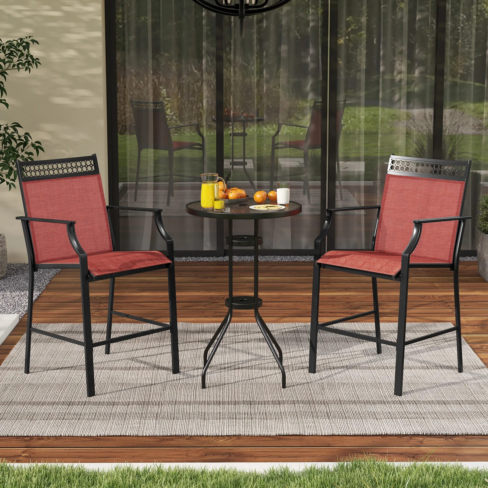 Outdoor Counter Stools Set of 2, Red - Image 3