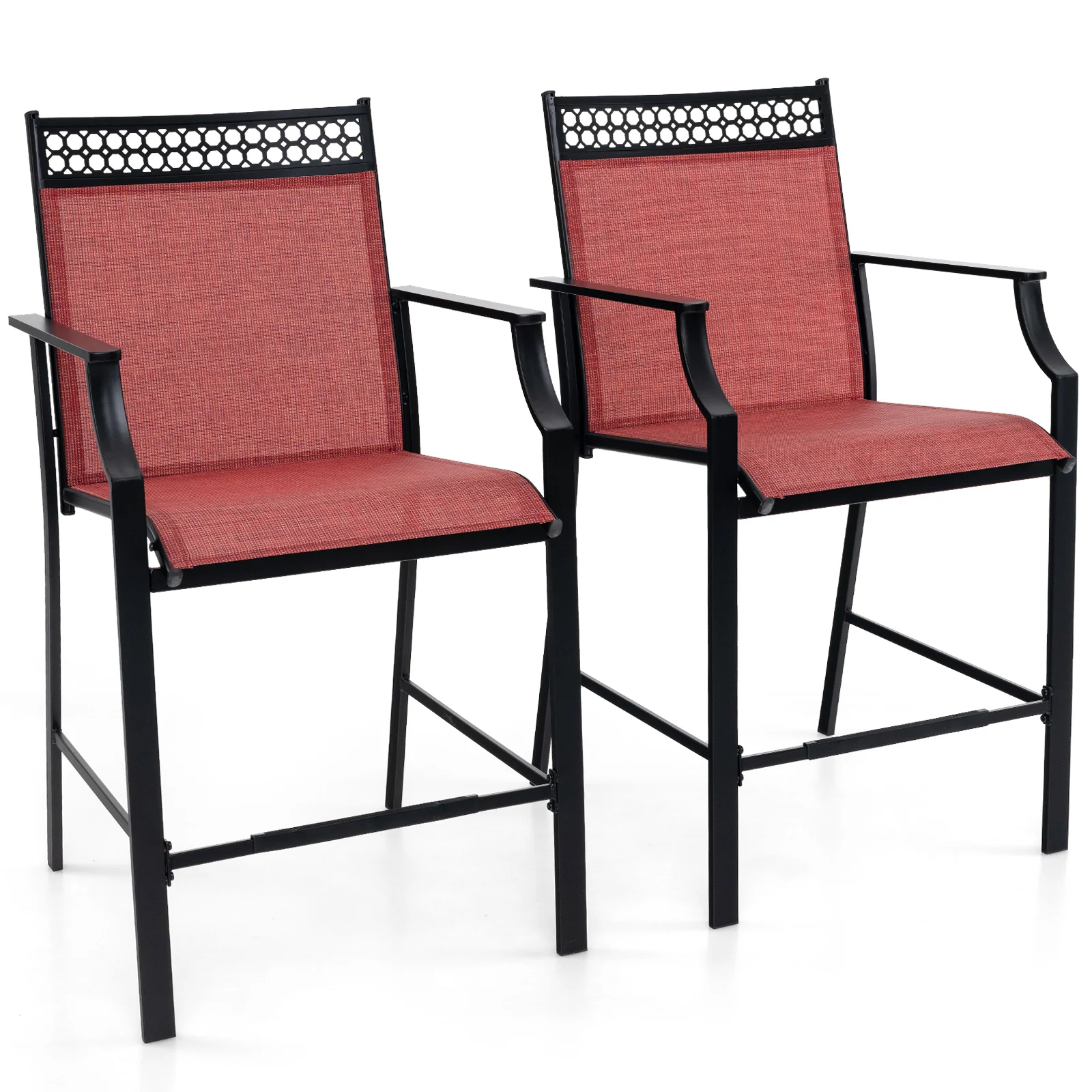 Outdoor Counter Stools Set of 2, Red - Image 4
