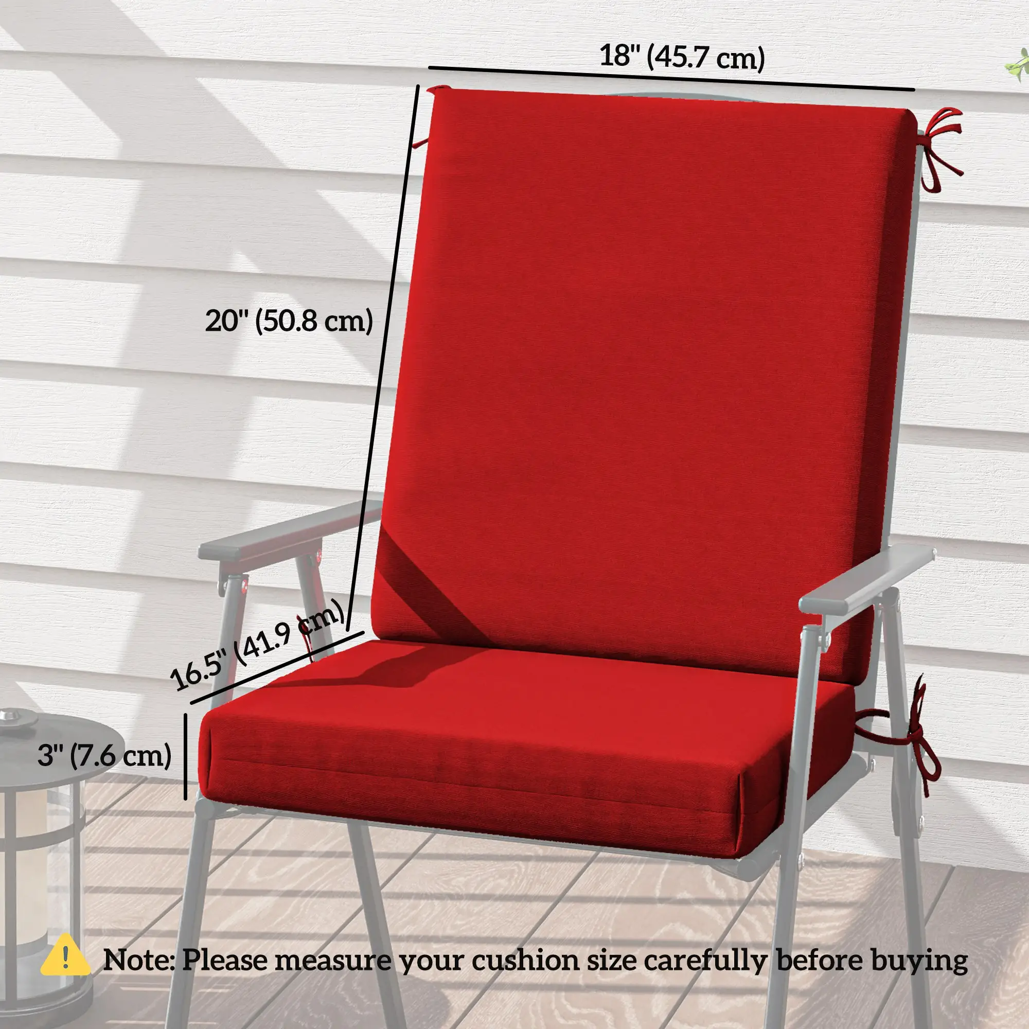 Outdoor Cushions Set of 2, Dining Chair Seat Cushions with Back, Fade-Resistant, Wine Red - Image 3