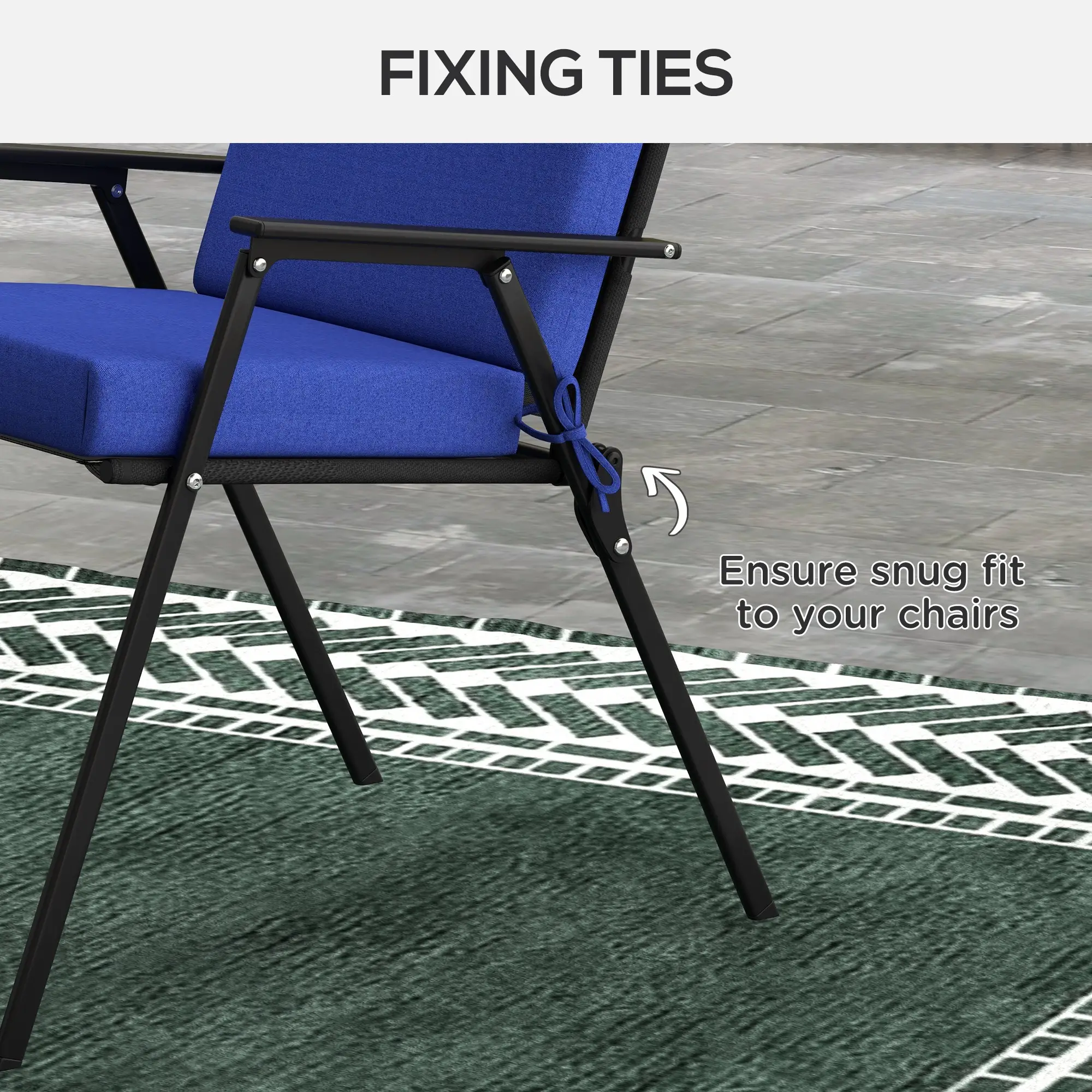 Outdoor Cushions Set of 2, Dining Chair Seat Cushions with Back, Navy - Image 5