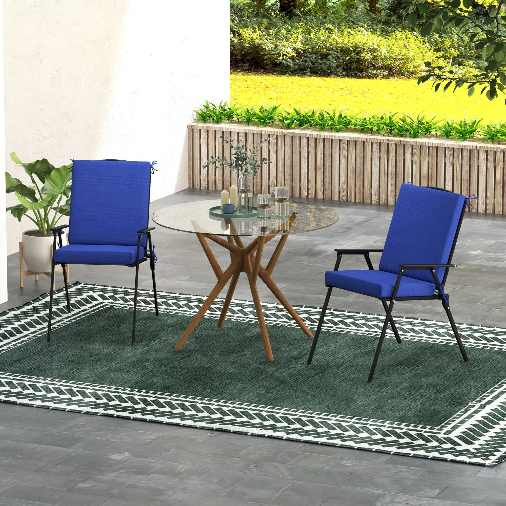 Outdoor Cushions Set of 2, Dining Chair Seat Cushions with Back, Navy - Image 6