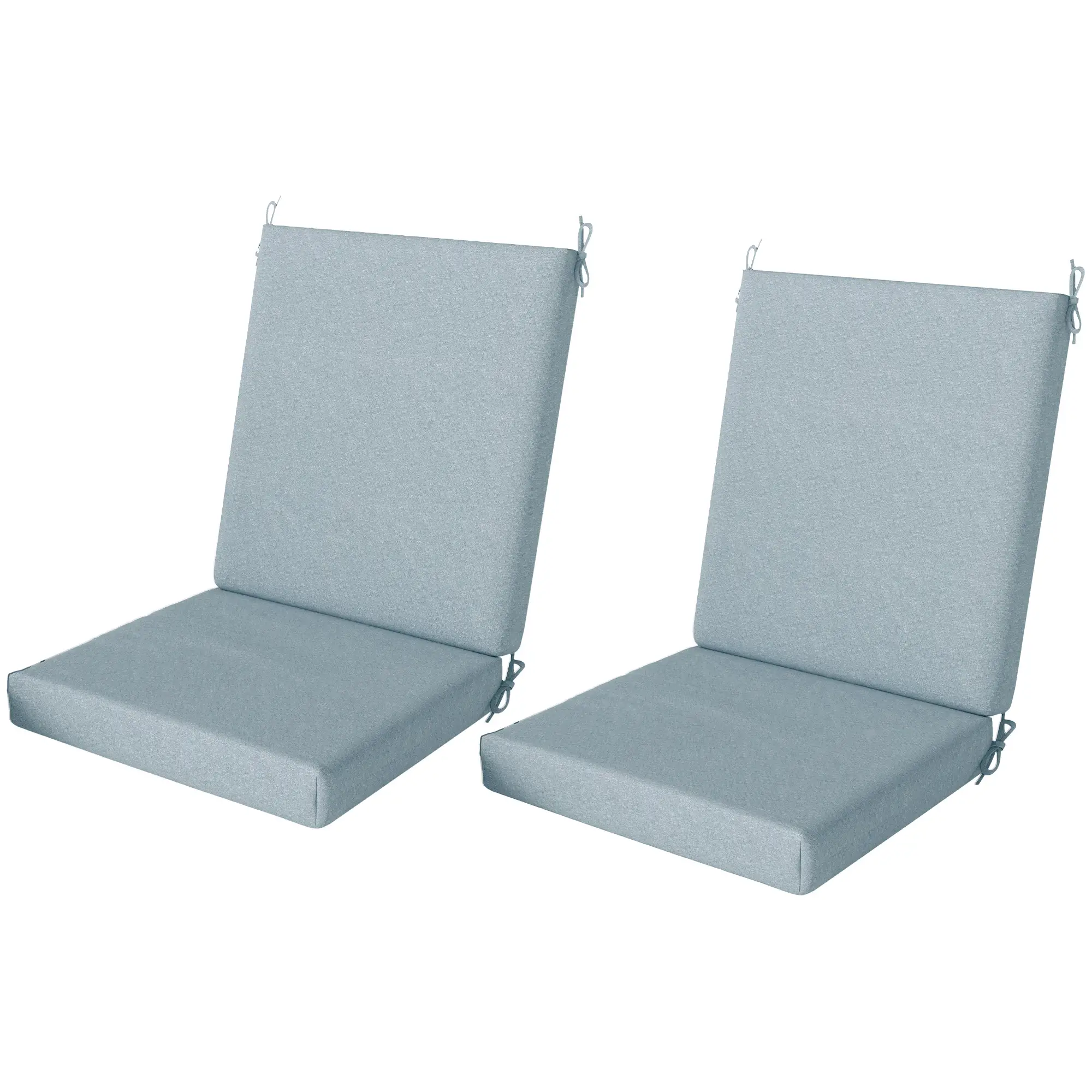 Outdoor Cushions Set of 2, Seat Cushions with Back, Fade-Resistant, Light Grey