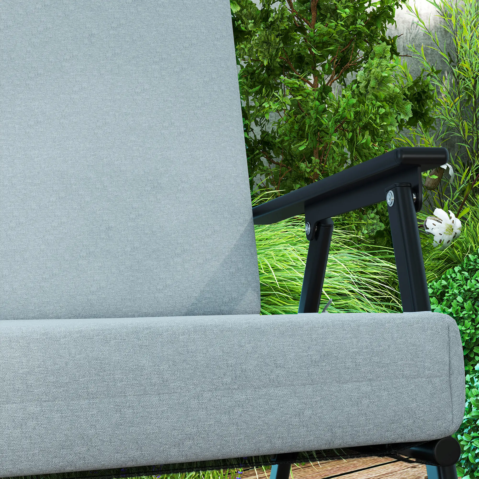 Outdoor Cushions Set of 2, Seat Cushions with Back, Fade-Resistant, Light Grey - Image 10