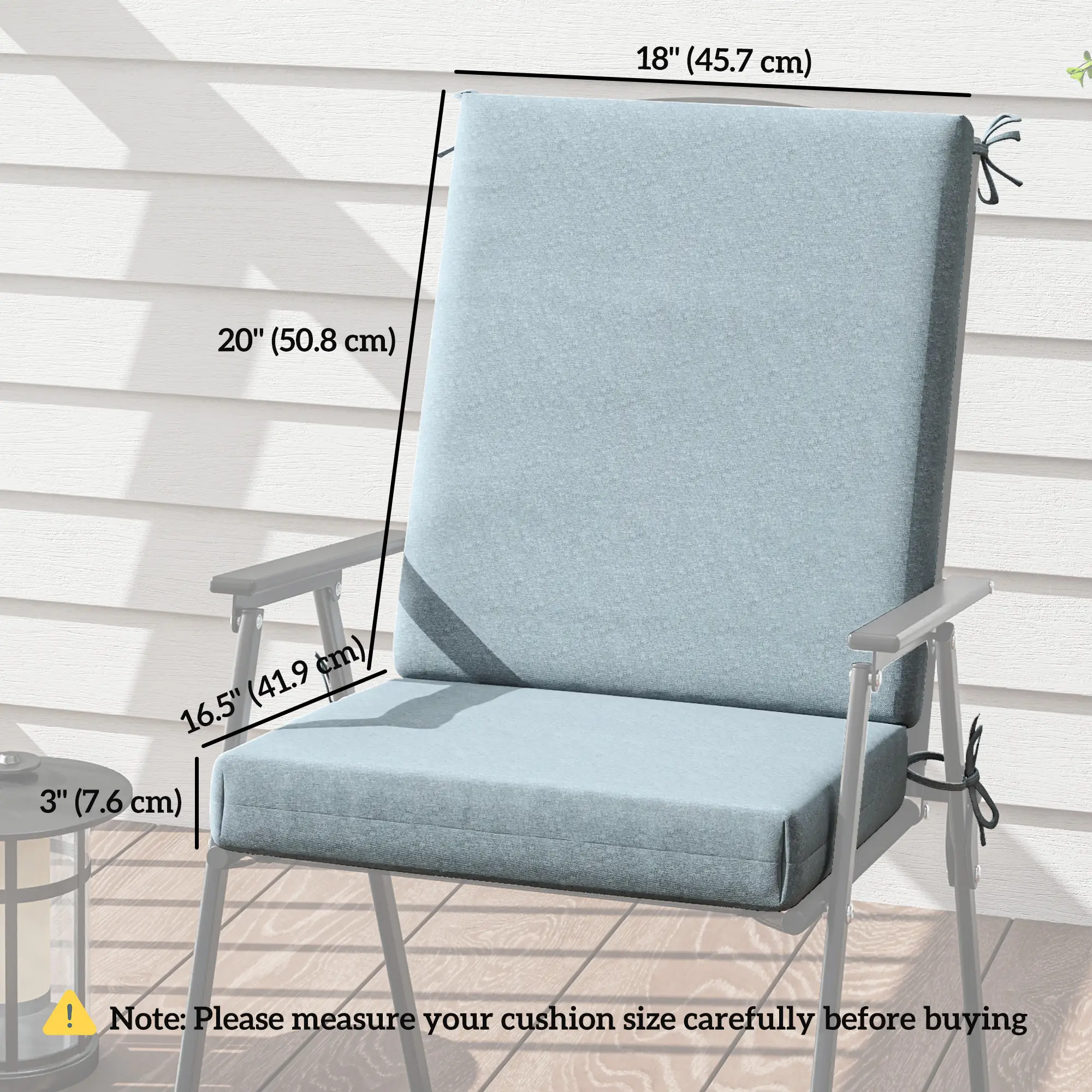 Outdoor Cushions Set of 2, Seat Cushions with Back, Fade-Resistant, Light Grey - Image 3