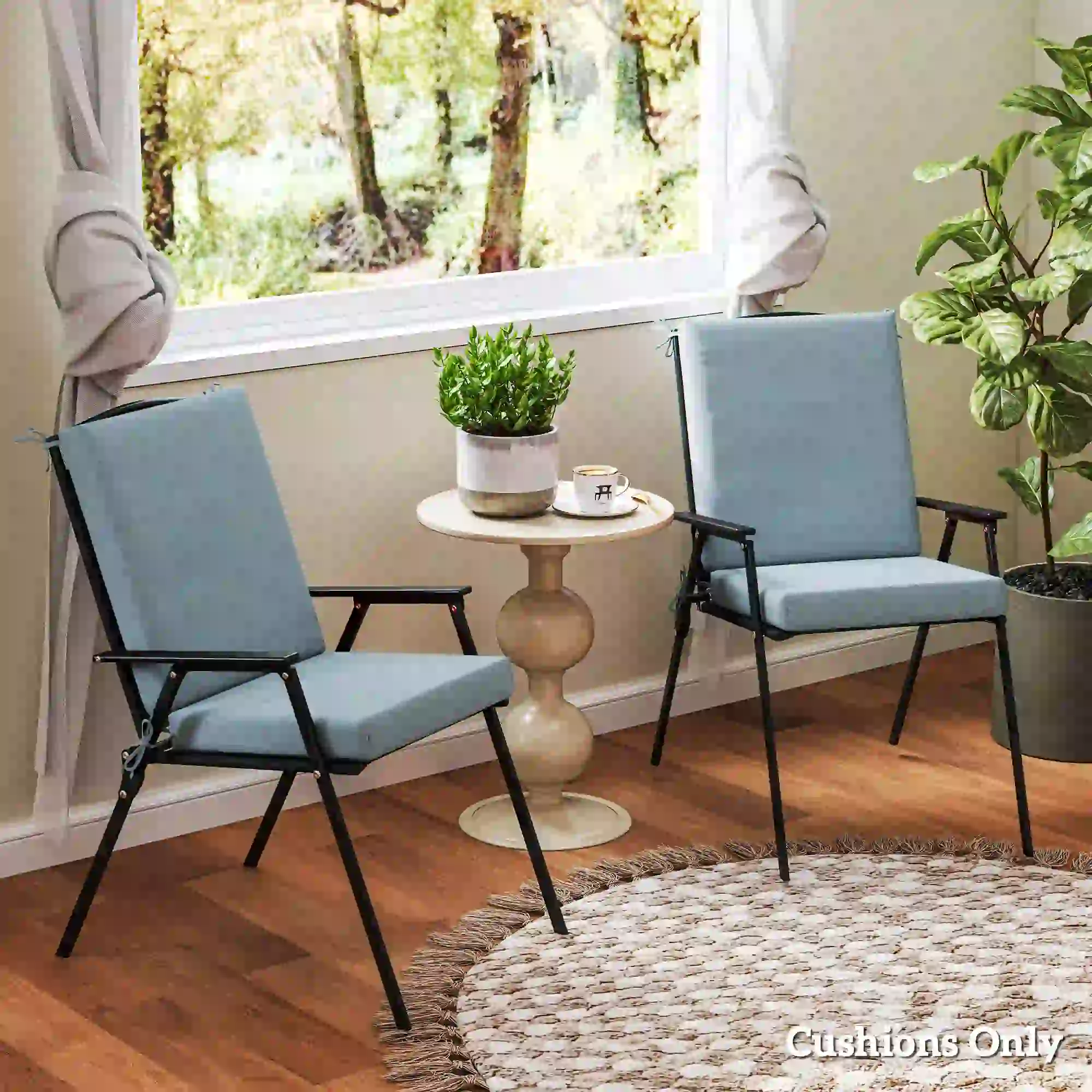 Outdoor Cushions Set of 2, Seat Cushions with Back, Fade-Resistant, Light Grey - Image 6