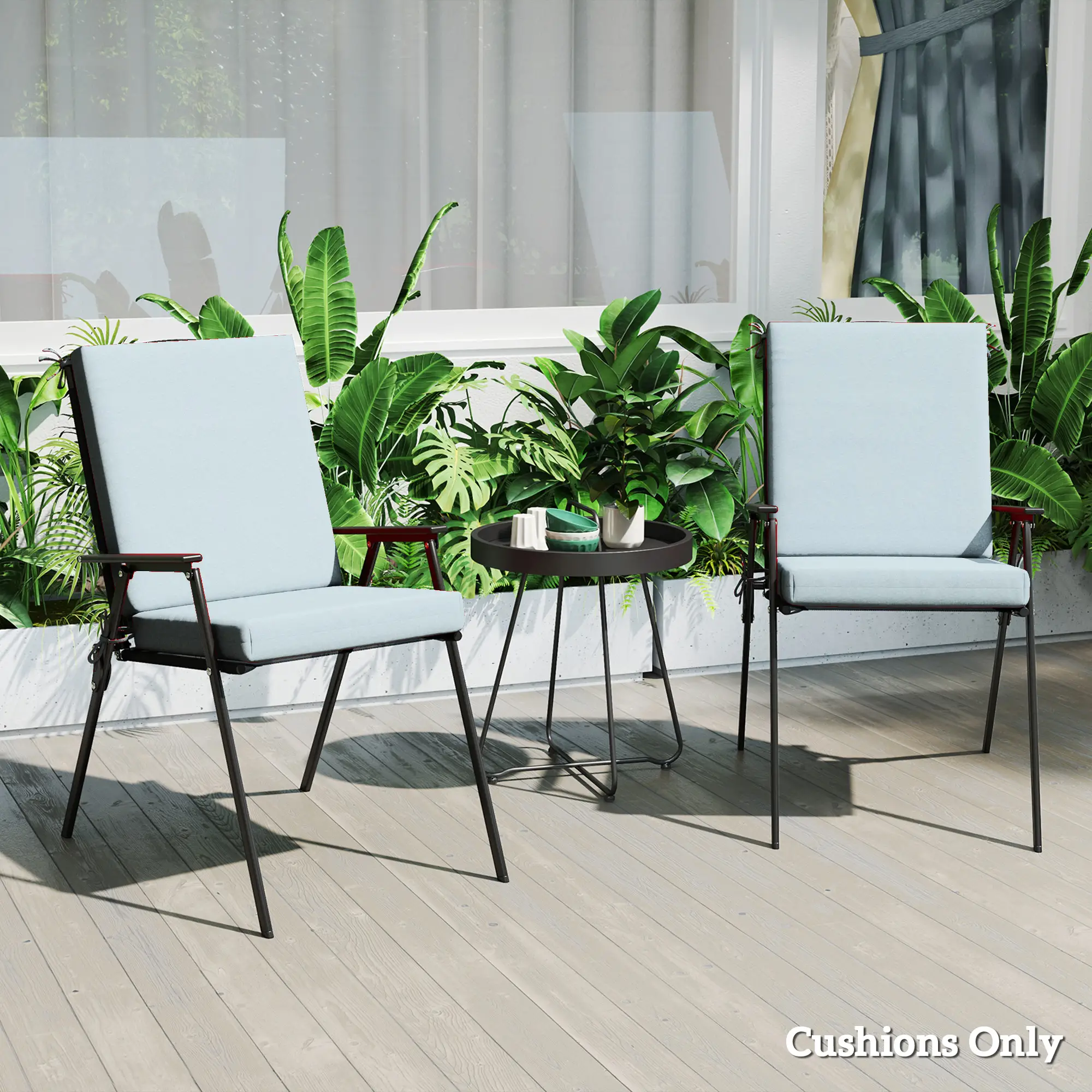 Outdoor Cushions Set of 2, Seat Cushions with Back, Fade-Resistant, Light Grey - Image 9