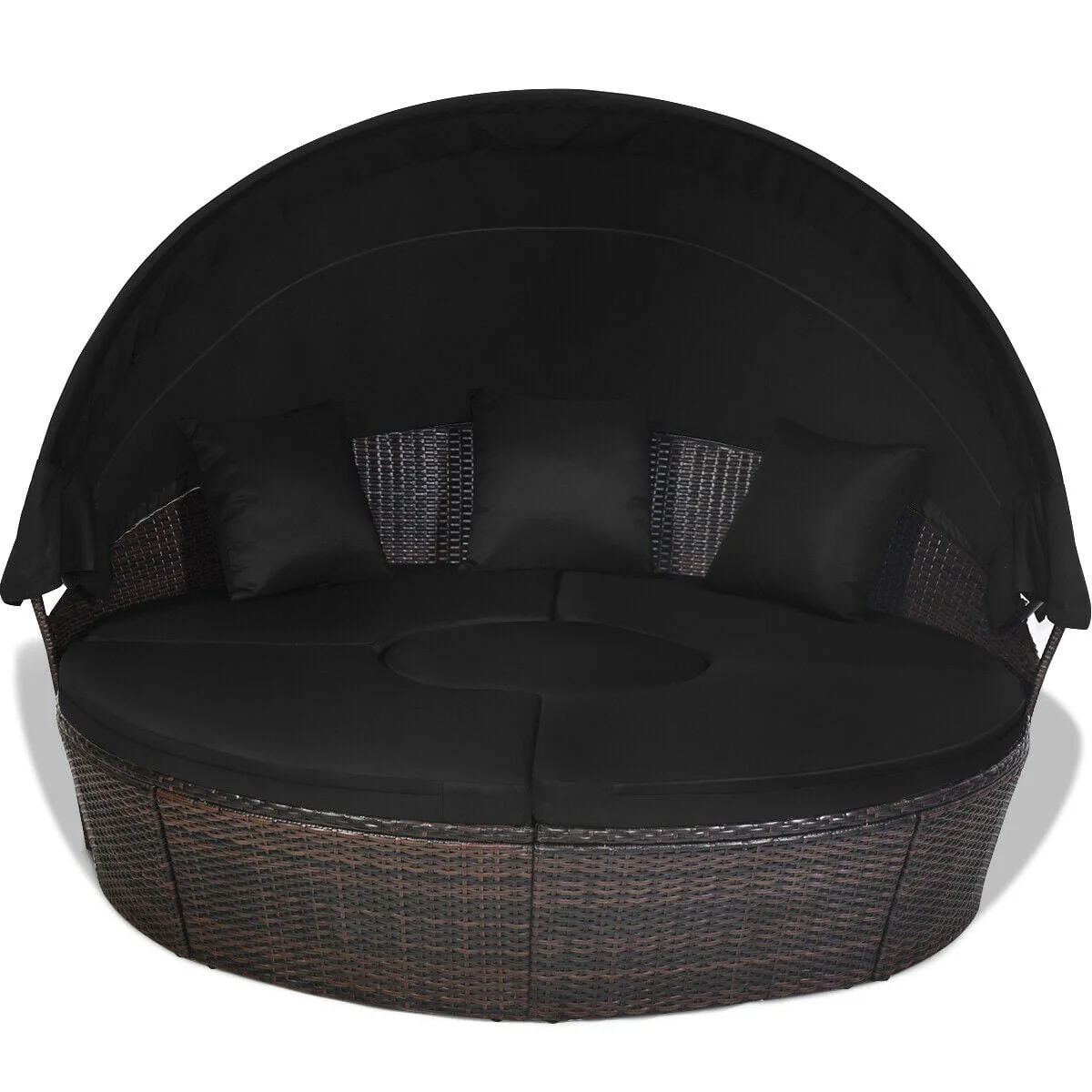 Outdoor Daybed With Retractable Canopy, Black