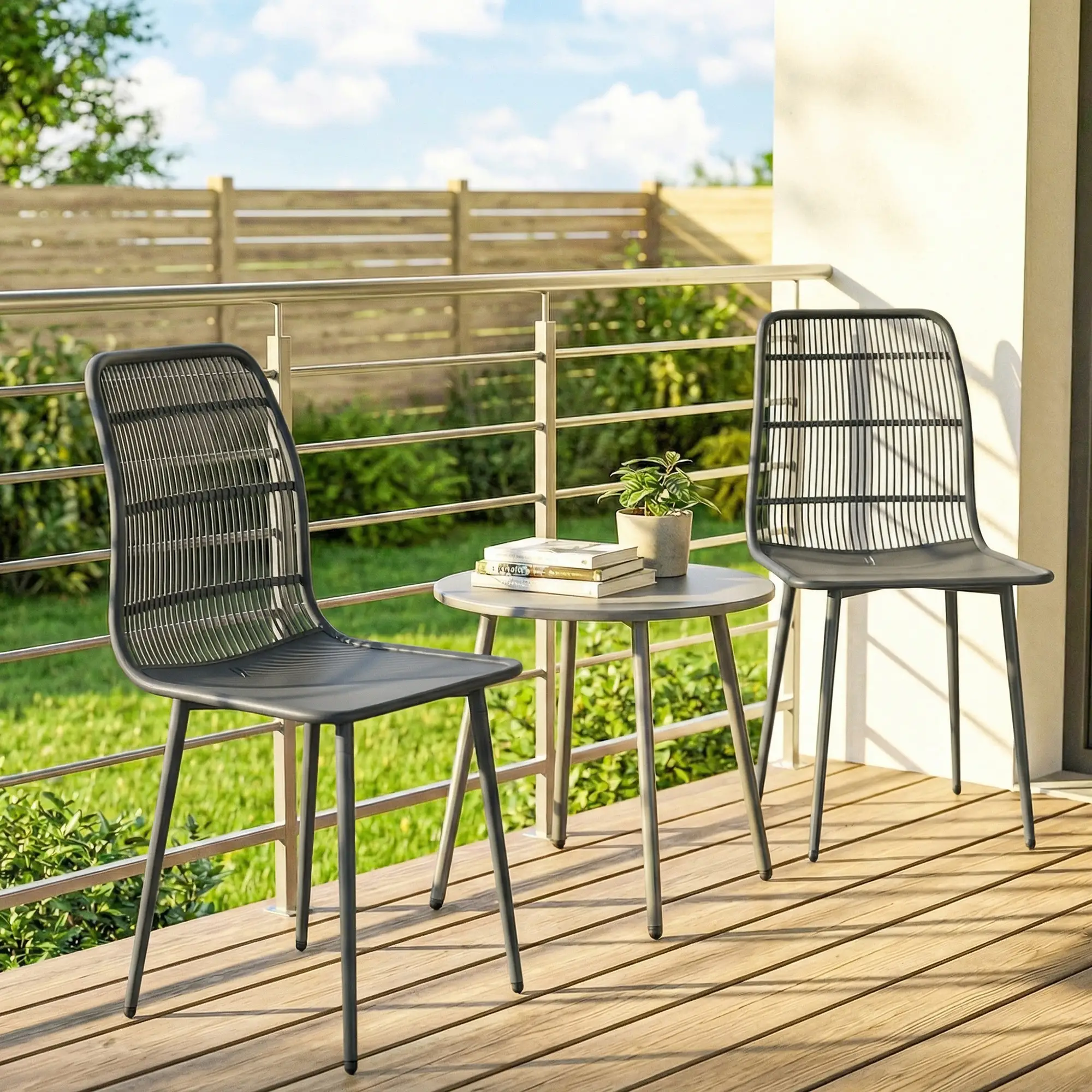 Outdoor Dining Chairs Set Of 4, Grey - Image 10
