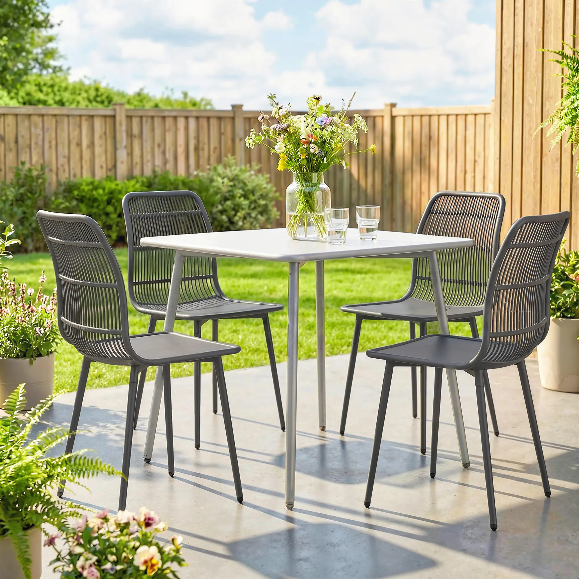 Outdoor Dining Chairs Set Of 4, Grey - Image 2