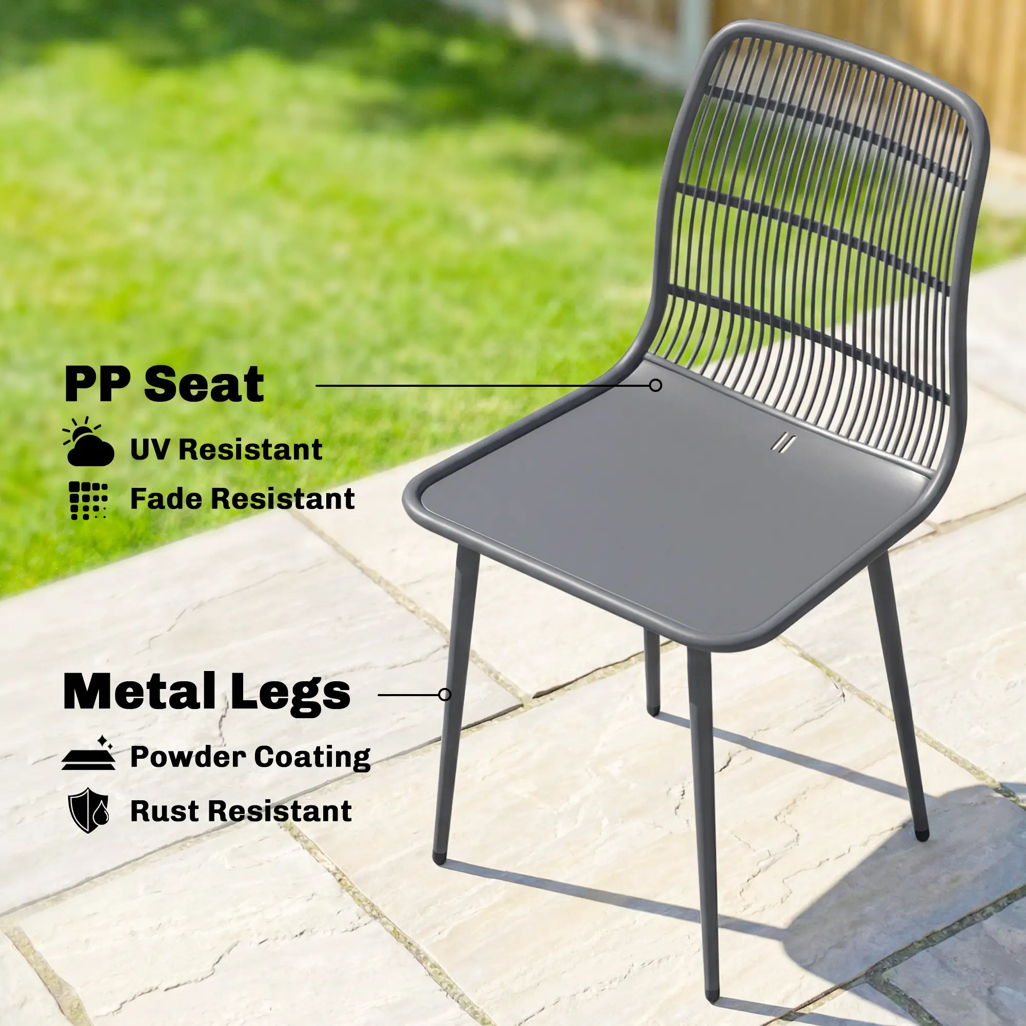 Outdoor Dining Chairs Set Of 4, Grey - Image 6