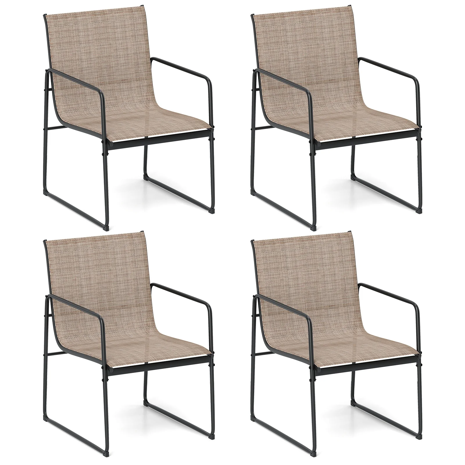 Outdoor Dining Chairs Set of 4, Patio Furniture, Brown - Image 4