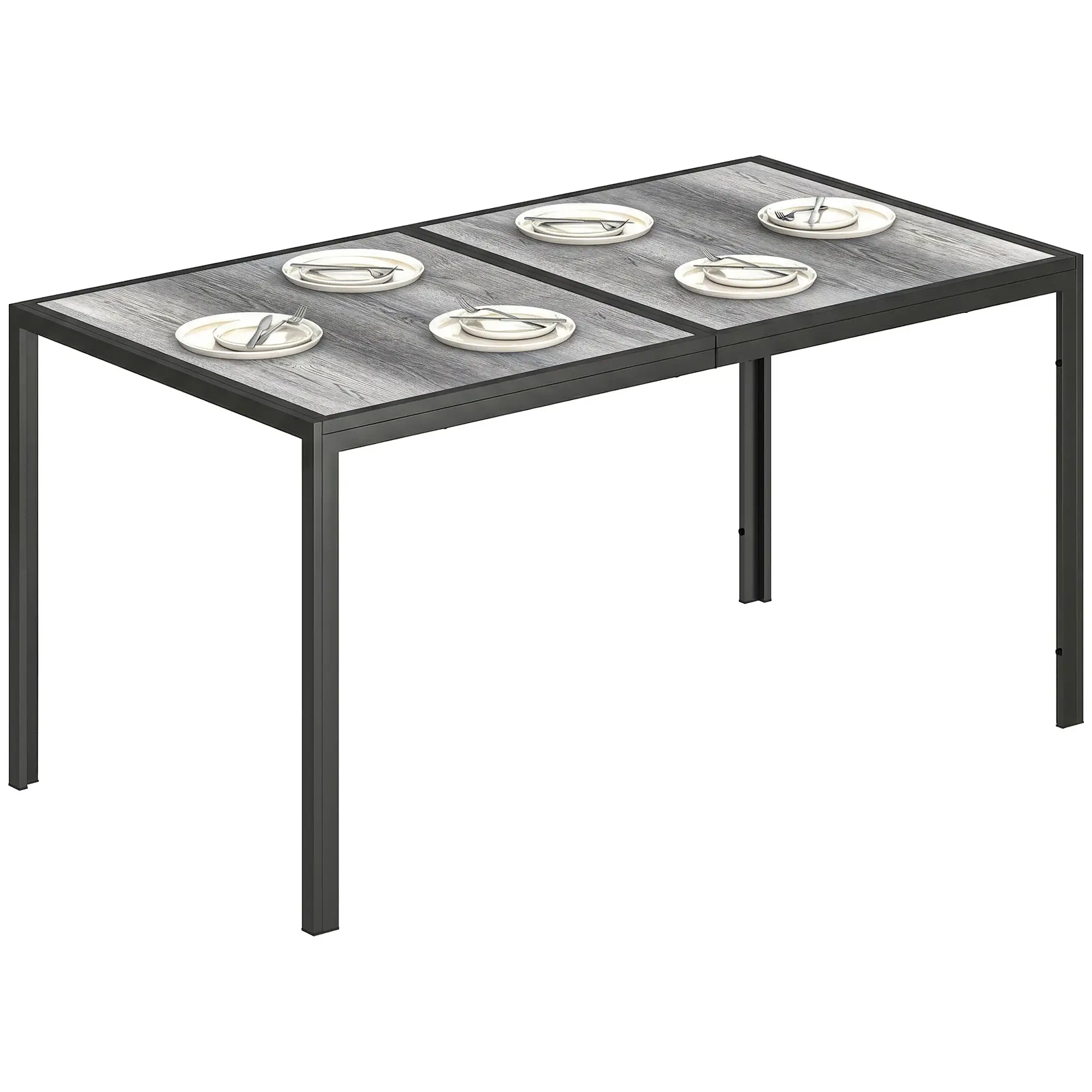 Outdoor Dining Table For 4-6, 59" Wood-Effect Top, Grey - Image 11