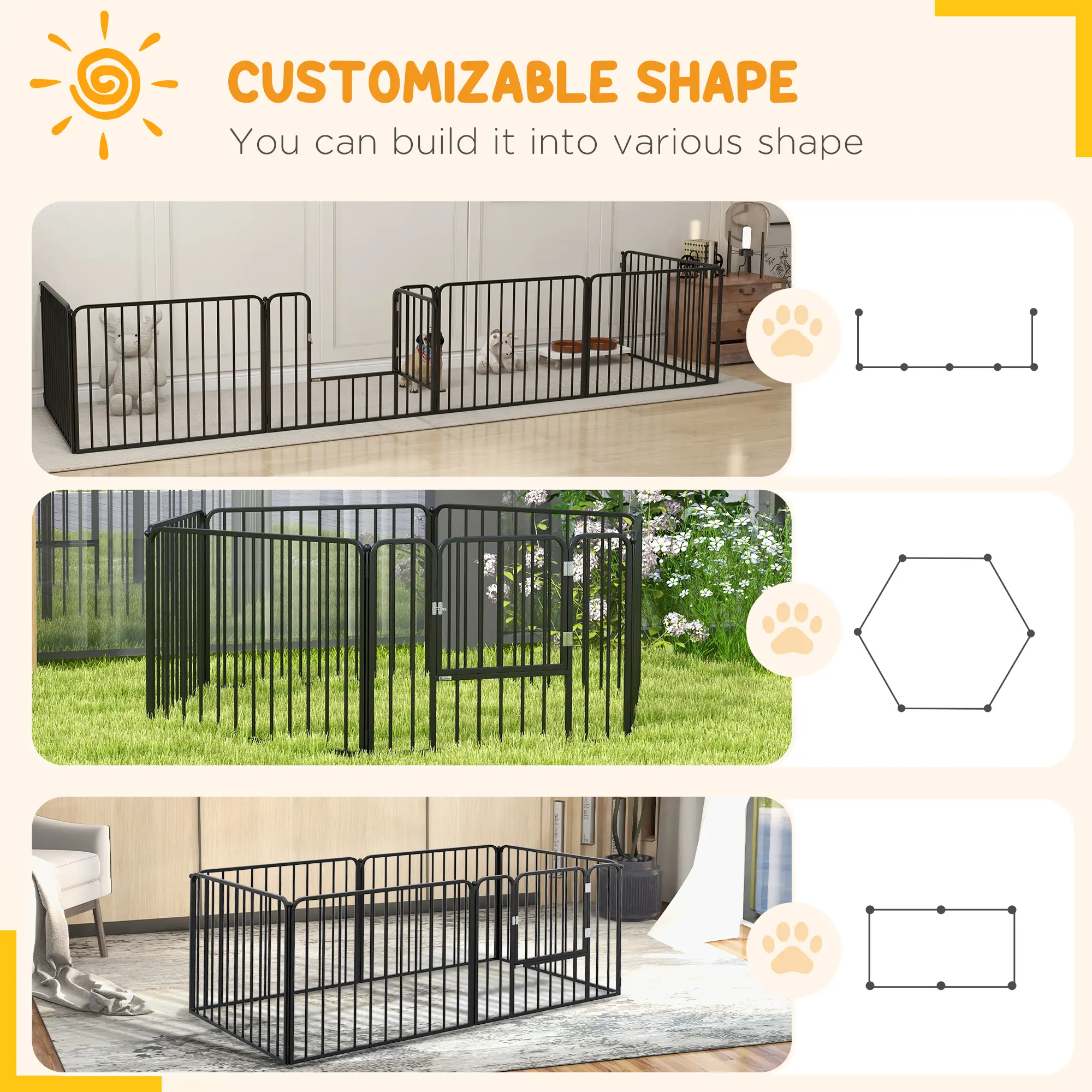 Outdoor Dog Fence, 6 Panels 24" Height, Steel Pet Exercise Pen - Image 5