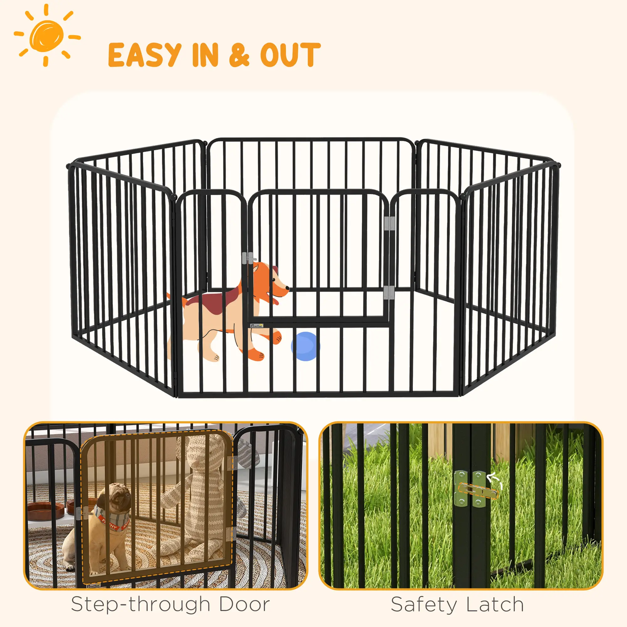 Outdoor Dog Fence, 6 Panels 24" Height, Steel Pet Exercise Pen - Image 7