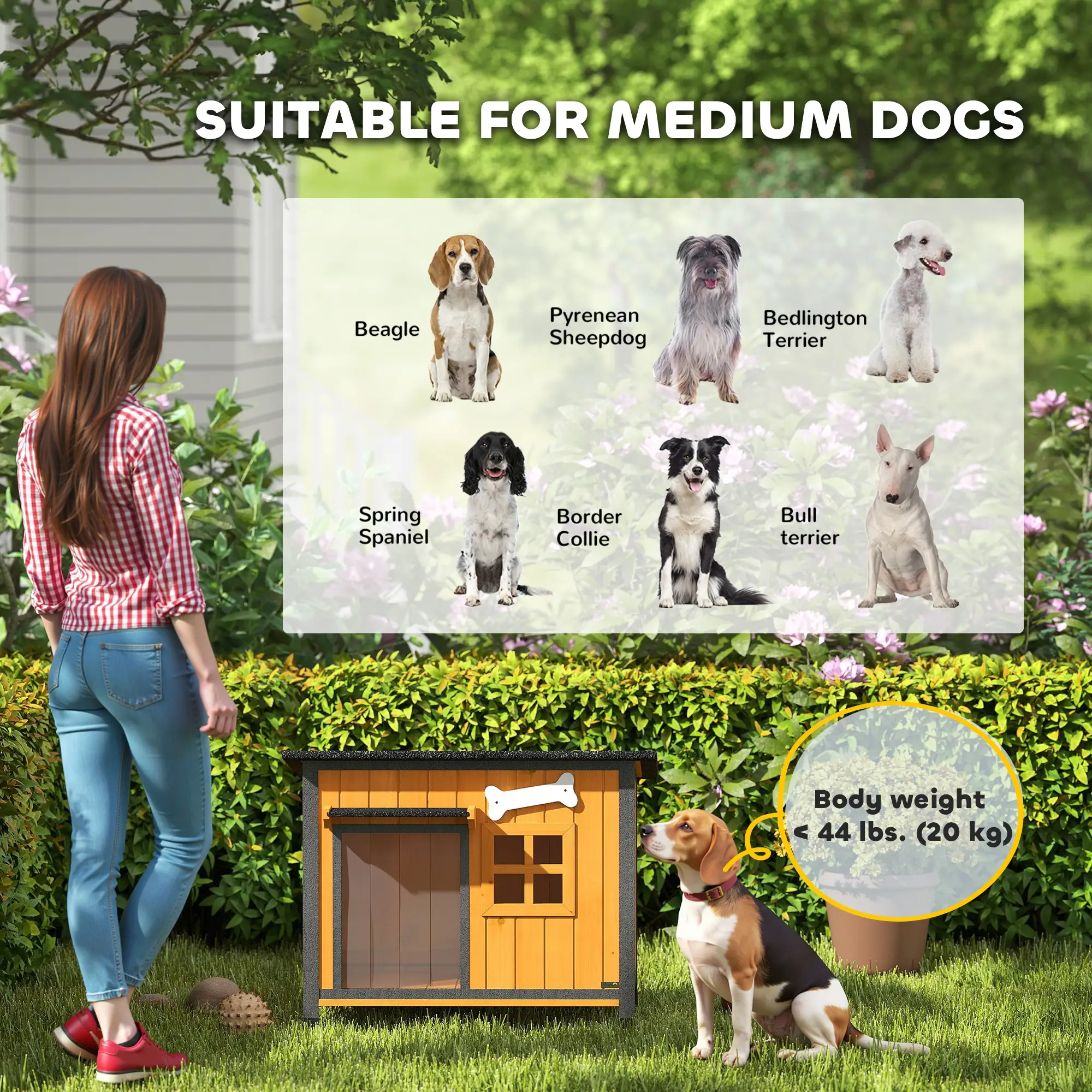 Outdoor Dog House, Anti-Chewing Steel Frame, Openable Roof, Removable Floor, Door Curtain, Yellow - Image 10