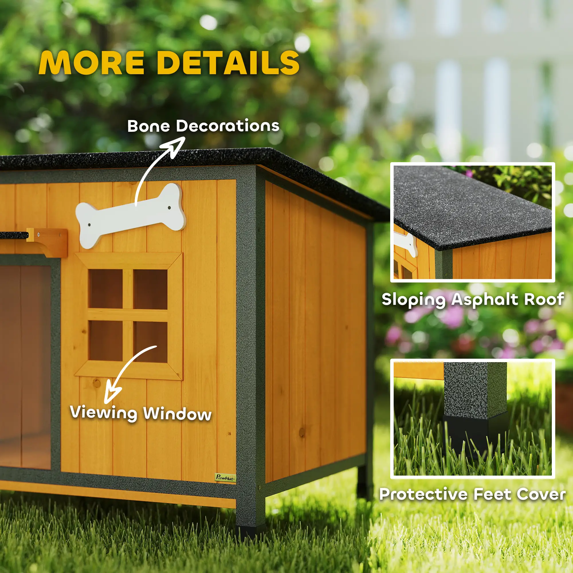 Outdoor Dog House, Anti-Chewing Steel Frame, Openable Roof, Removable Floor, Door Curtain, Yellow - Image 9