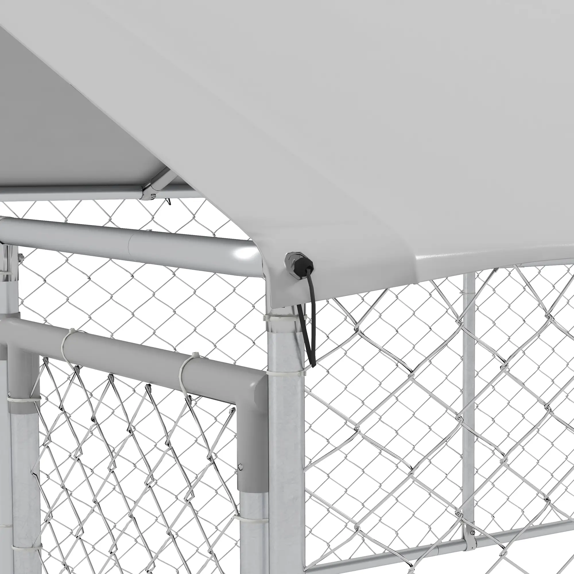 Outdoor Dog Kennel, 13.1' x 7.5' x 4.9', Waterproof UV Resistant Cover, Silver - Image 10