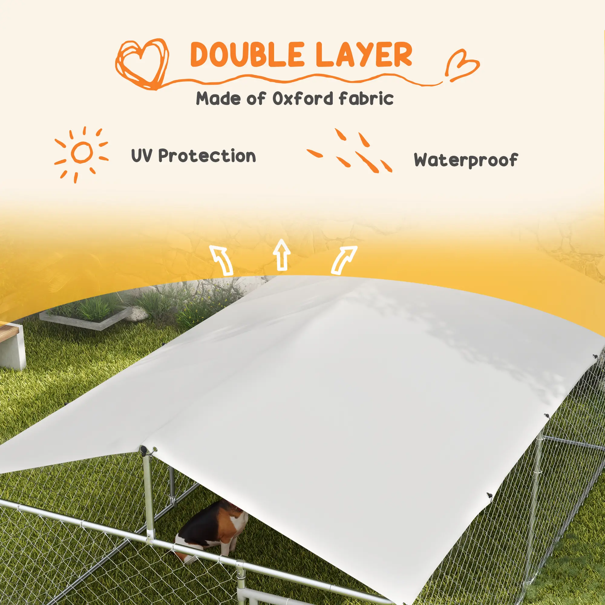 Outdoor Dog Kennel, 13.1' x 7.5' x 4.9', Waterproof UV Resistant Cover, Silver - Image 6