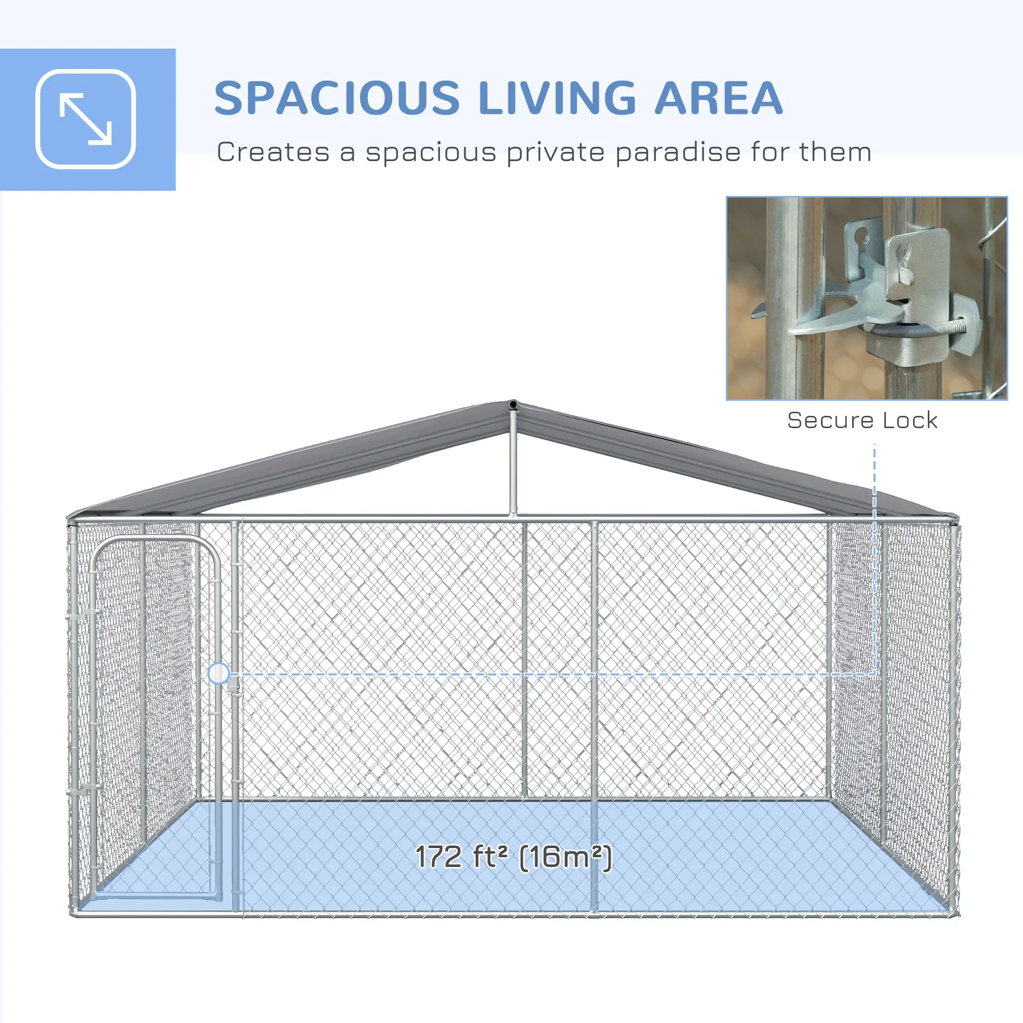 Outdoor Dog Kennel, Heavy Duty Playpen, 13.1' x 13.1' x 7.5' - Image 4