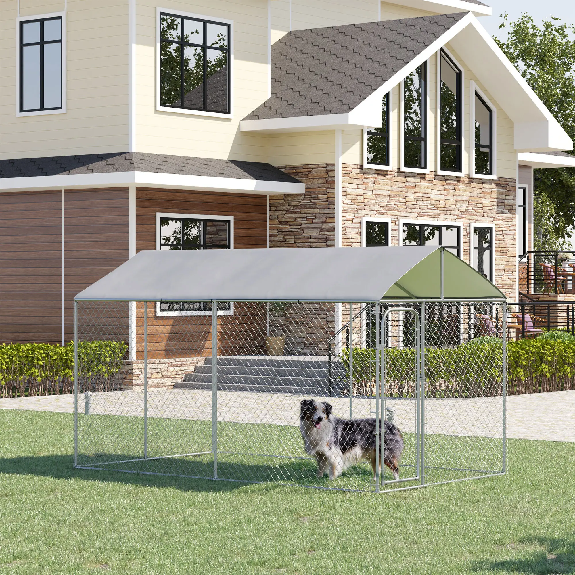 Outdoor Dog Kennel, Heavy Duty Playpen With Cover, 13.1' x 7.5' x 7.5' - Image 2
