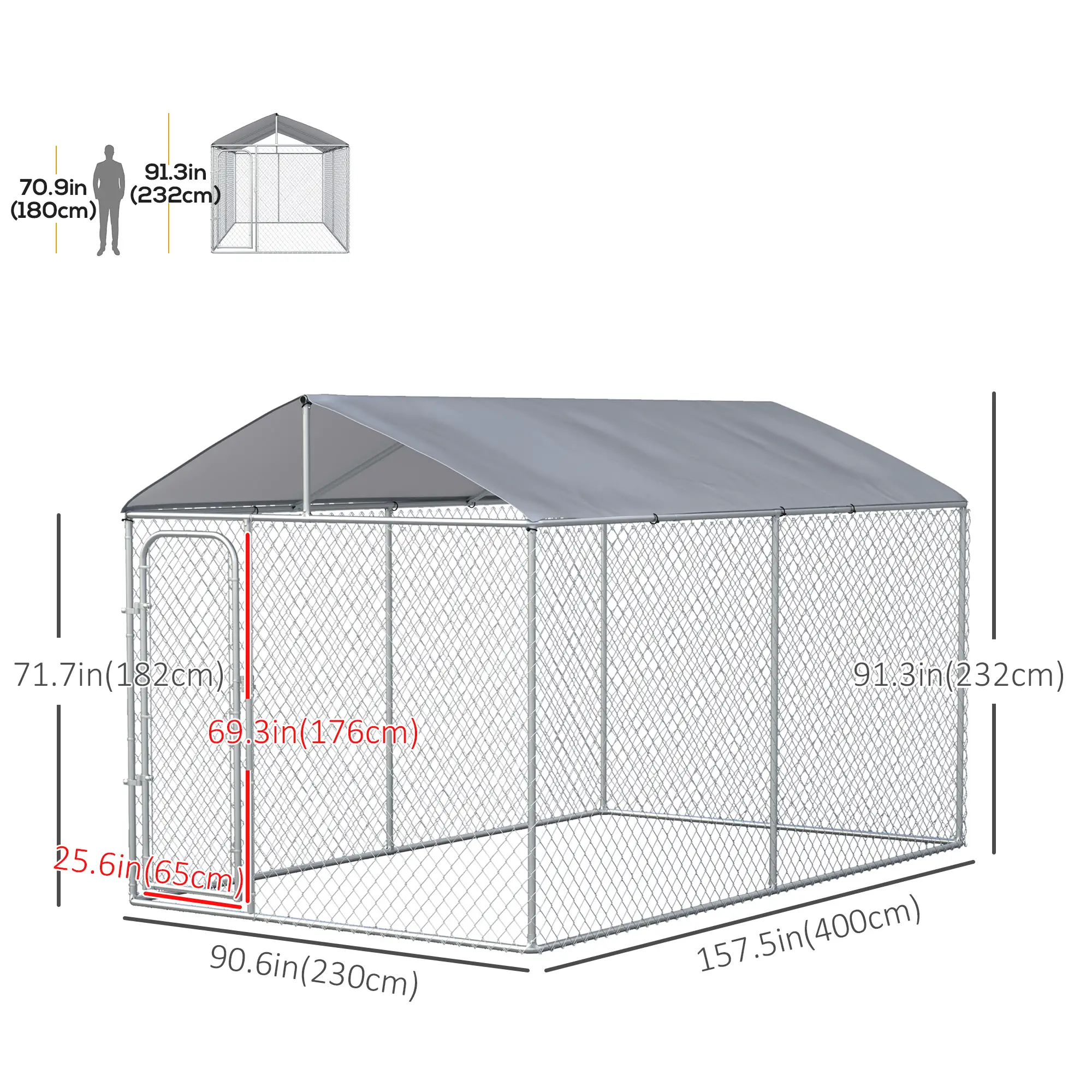 Outdoor Dog Kennel, Heavy Duty Playpen With Cover, 13.1' x 7.5' x 7.5' - Image 3