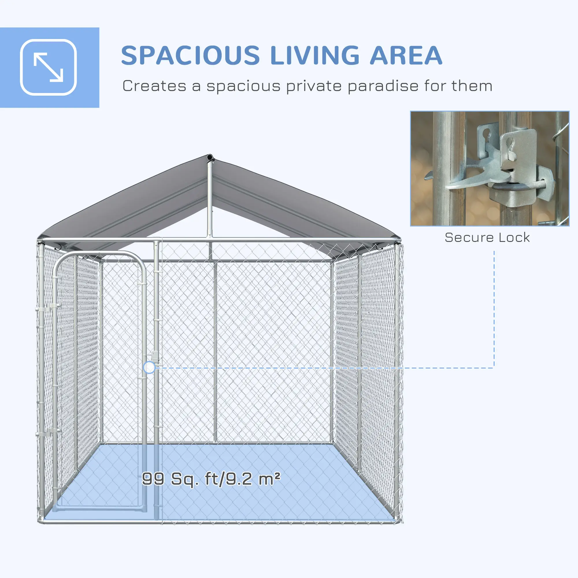 Outdoor Dog Kennel, Heavy Duty Playpen With Cover, 13.1' x 7.5' x 7.5' - Image 4