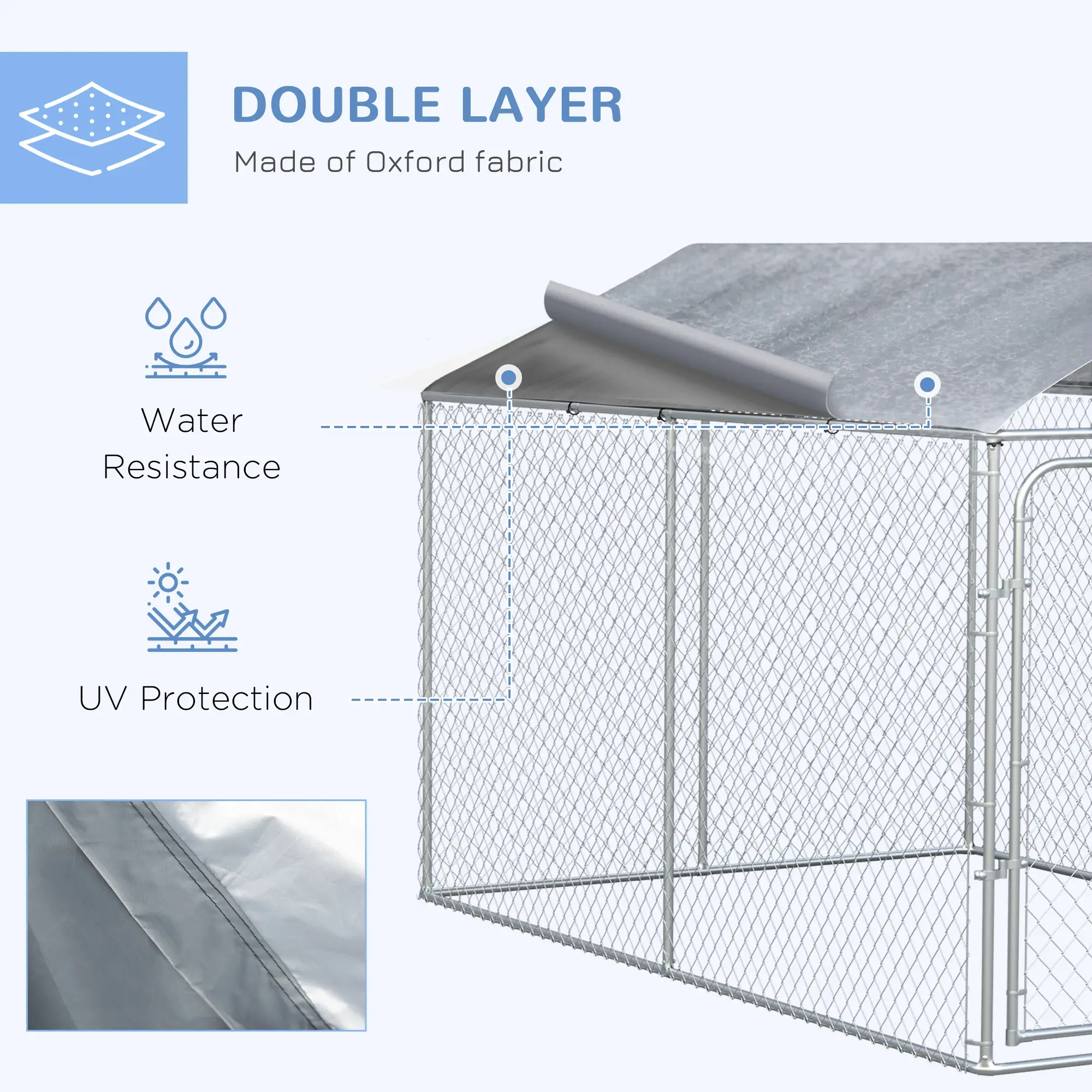 Outdoor Dog Kennel, Heavy Duty Playpen With Cover, 13.1' x 7.5' x 7.5' - Image 5