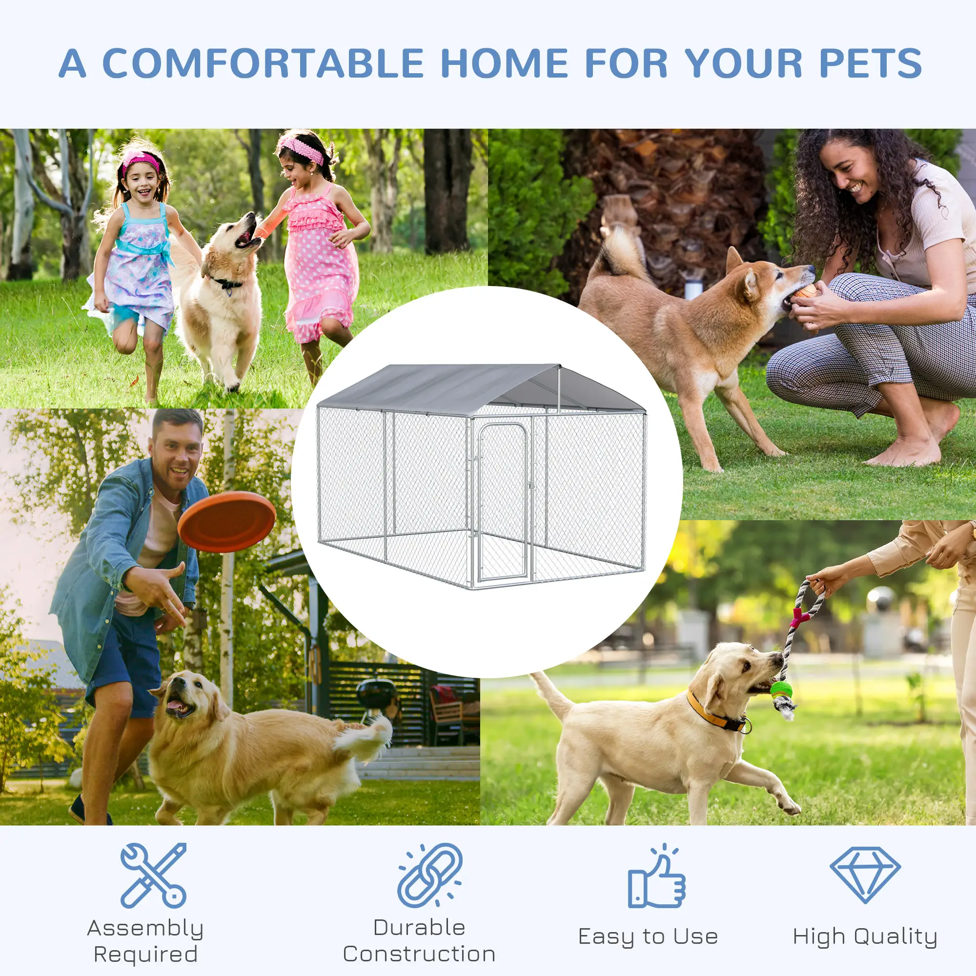 Outdoor Dog Kennel, Heavy Duty Playpen With Cover, 13.1' x 7.5' x 7.5' - Image 7