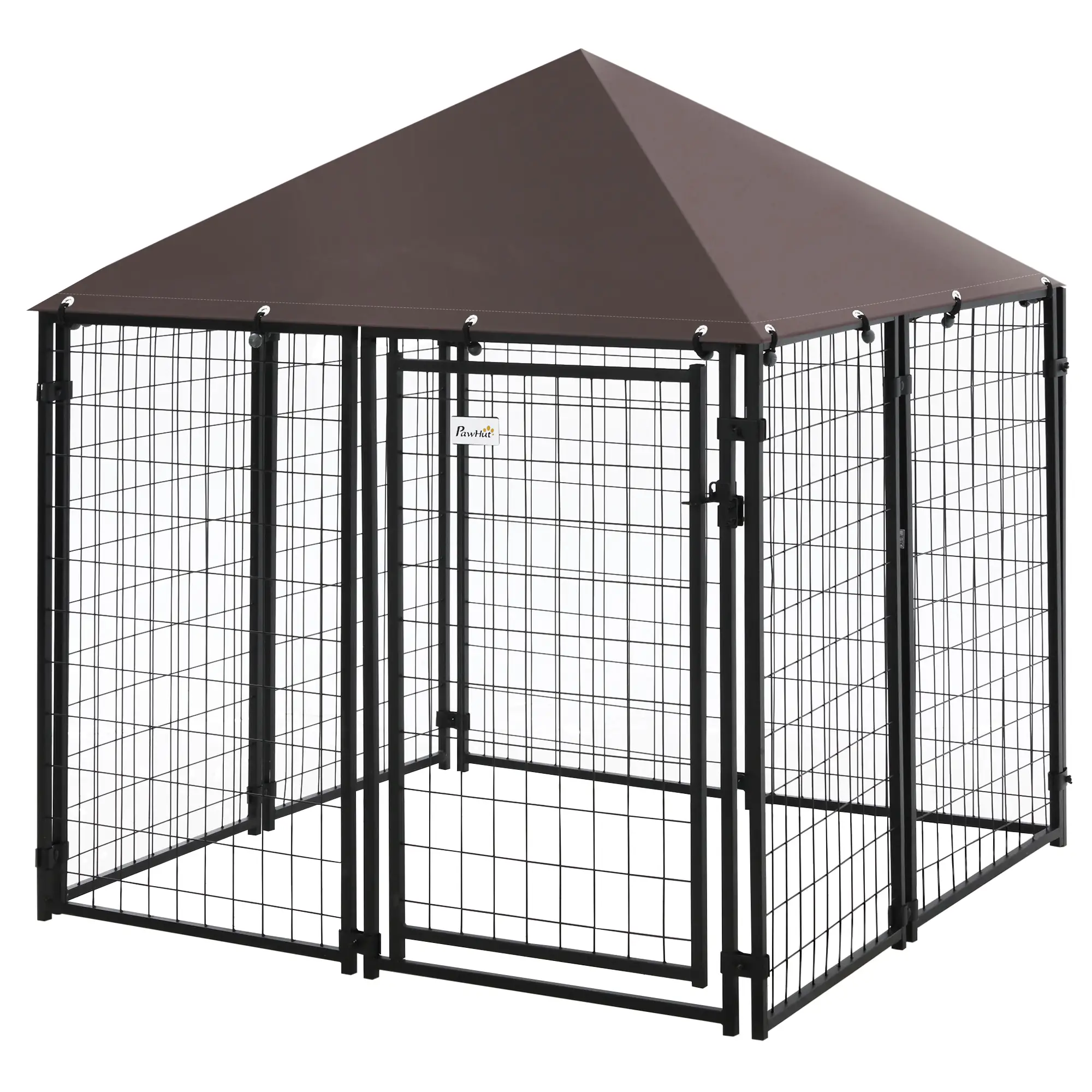 Outdoor Dog Kennel, Steel Fence, Lockable Playpen, UV-Resistant Canopy, 4.6ft x 4.6ft x 5ft, Black - Image 11