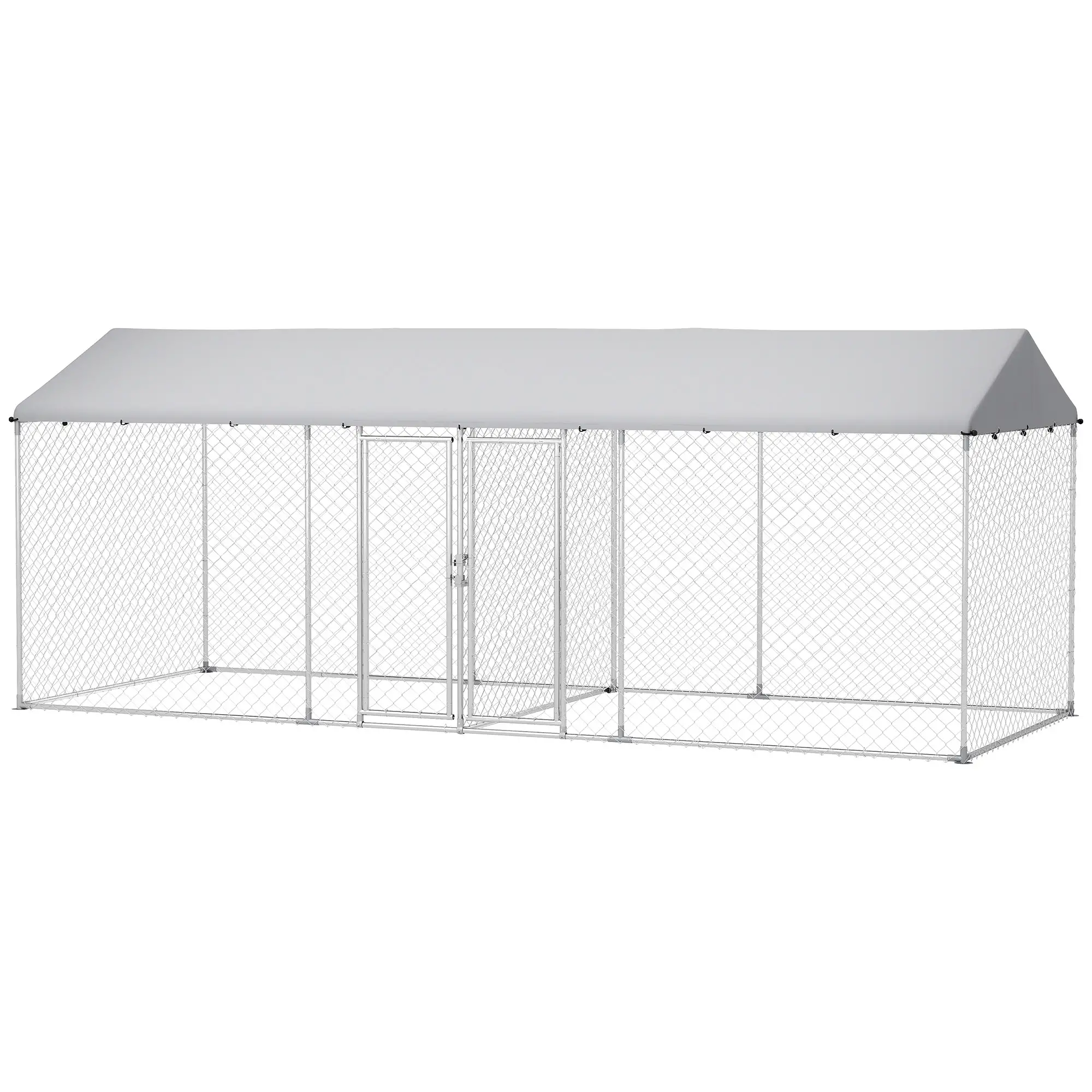 Outdoor Dog Kennel, Waterproof UV Cover, Escape-Proof Lock, 19.7' x 7.5' x 7.5'