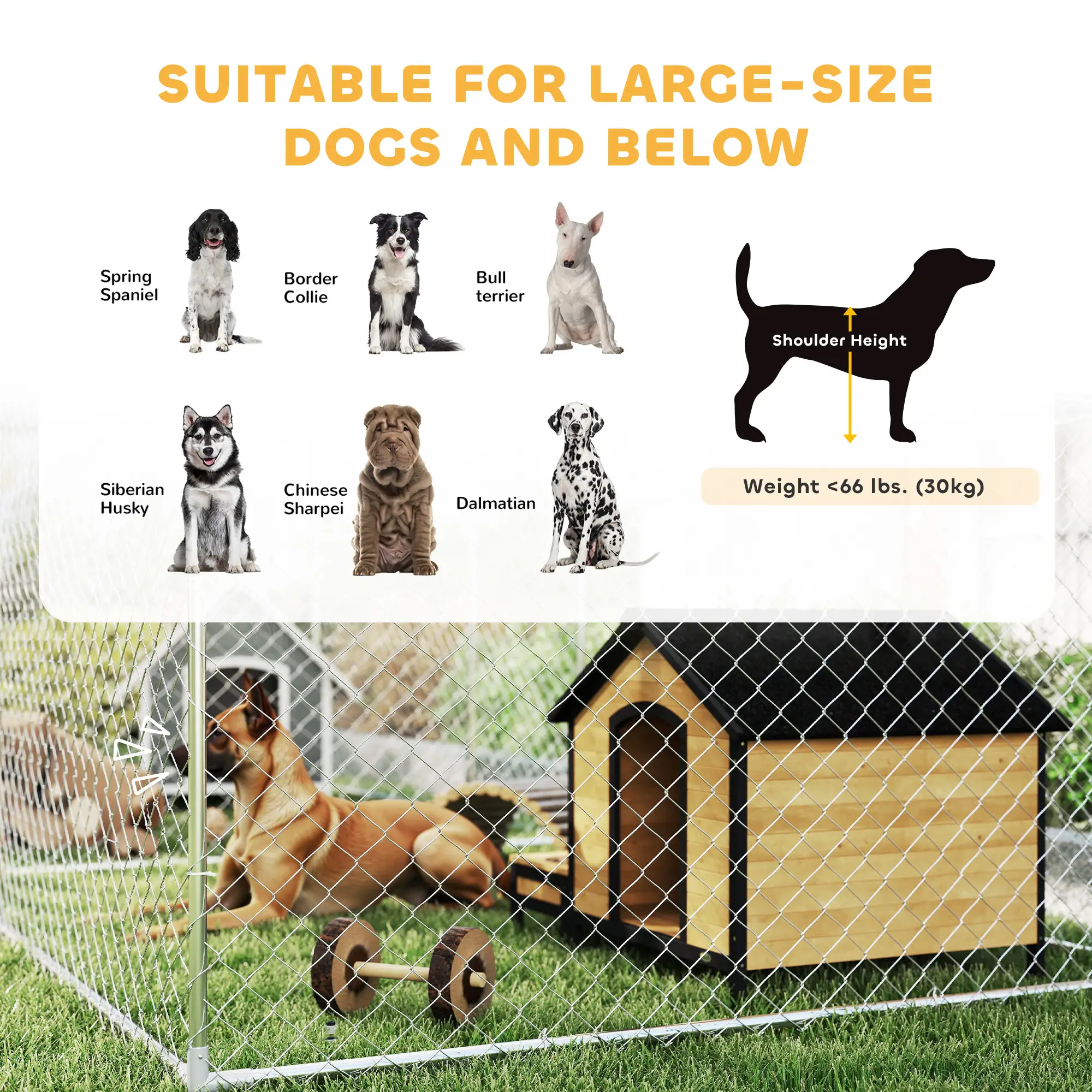 Outdoor Dog Kennel, Waterproof UV Cover, Escape-Proof Lock, 19.7' x 7.5' x 7.5' - Image 10