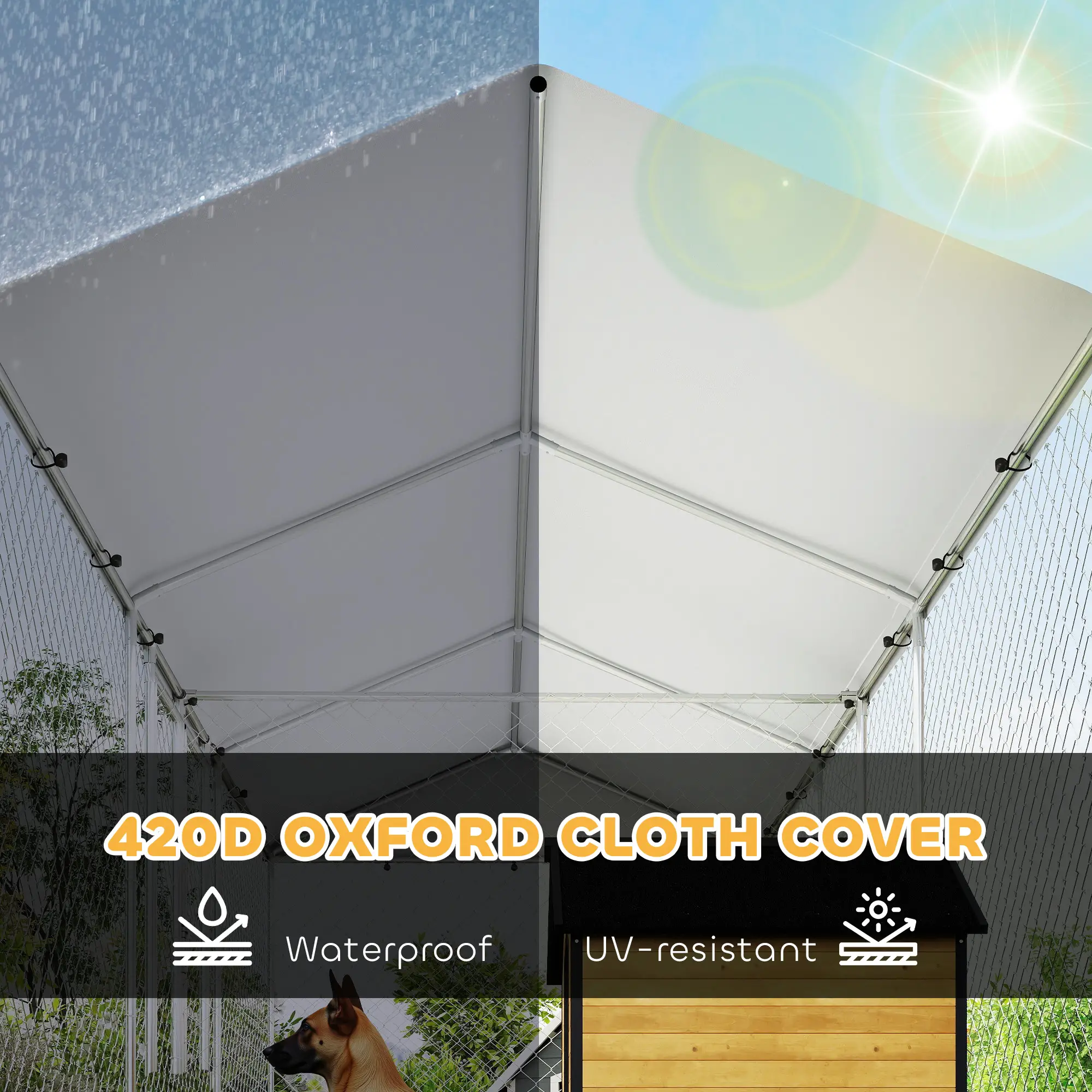 Outdoor Dog Kennel, Waterproof UV Cover, Escape-Proof Lock, 19.7' x 7.5' x 7.5' - Image 7