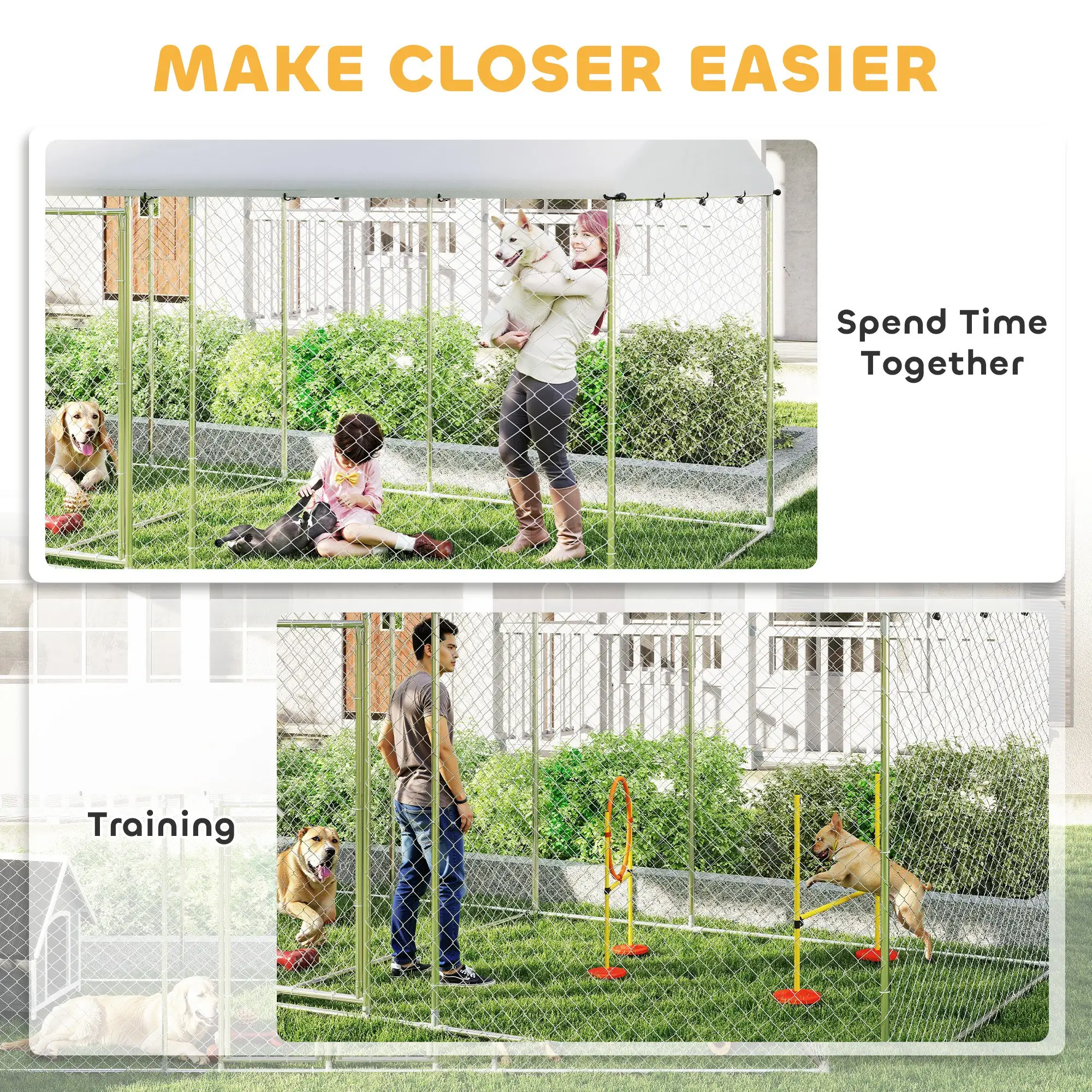 Outdoor Dog Kennel, Waterproof UV Cover, Escape-Proof Lock, 19.7' x 7.5' x 7.5' - Image 9