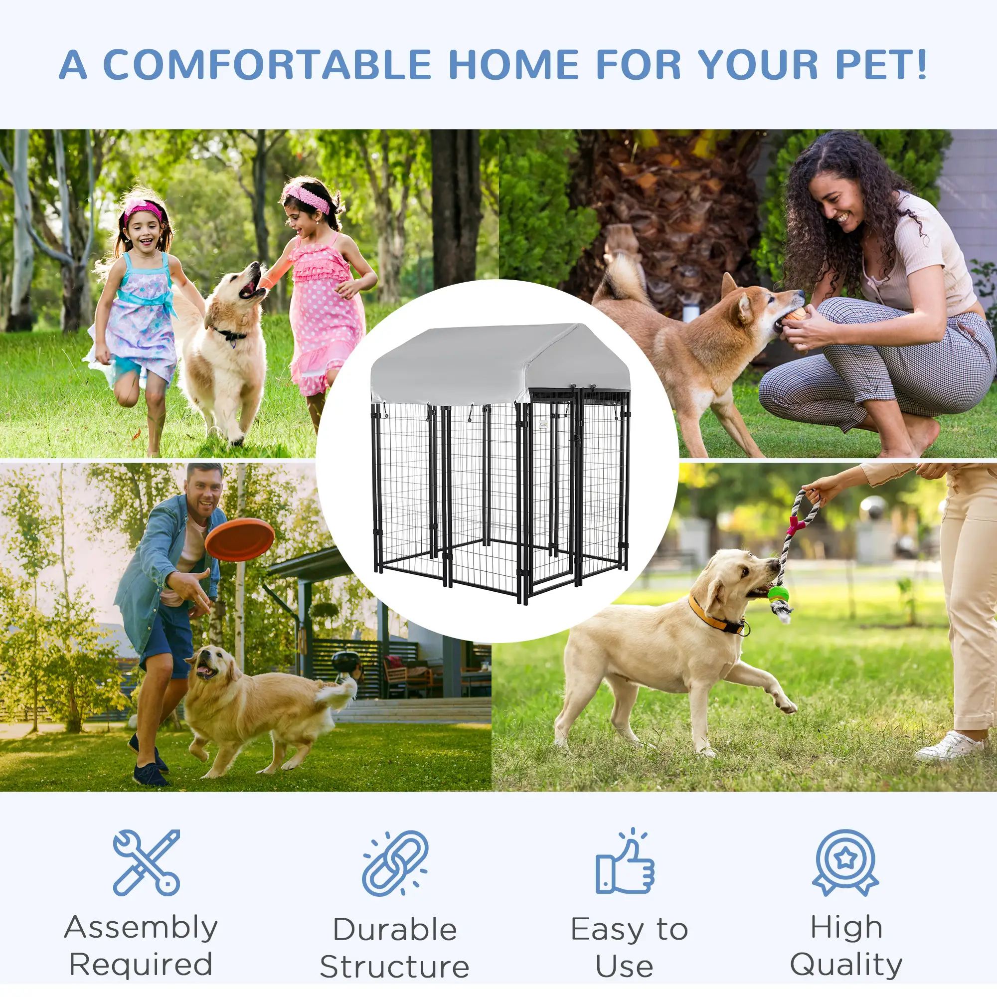 Outdoor Dog Kennel, Waterproof UV-Resistant Cover, 4 x 4 x 4.5 ft - Image 7