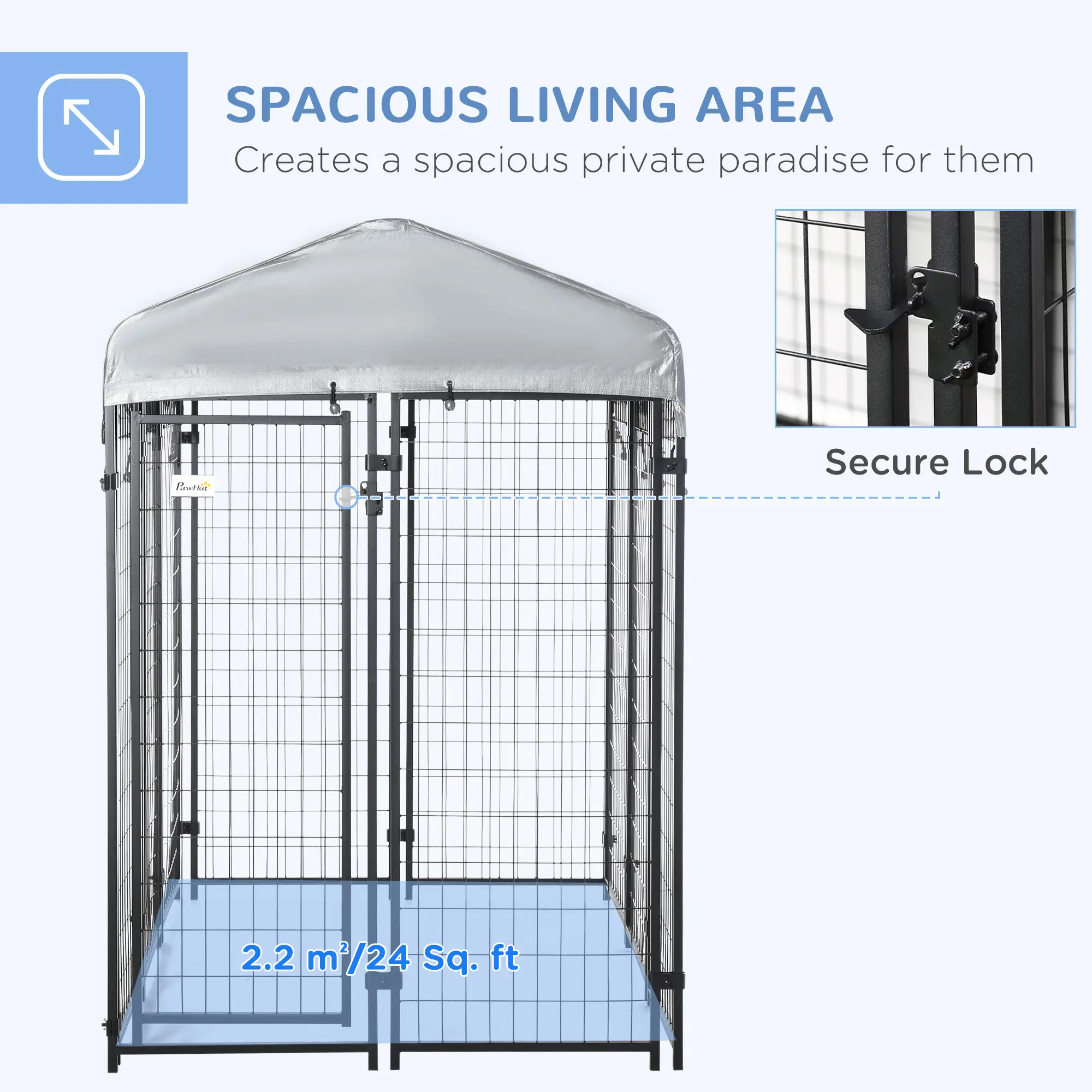 Outdoor Dog Kennel, Waterproof UV-Resistant Cover, 6 x 4 x 6 ft - Image 4