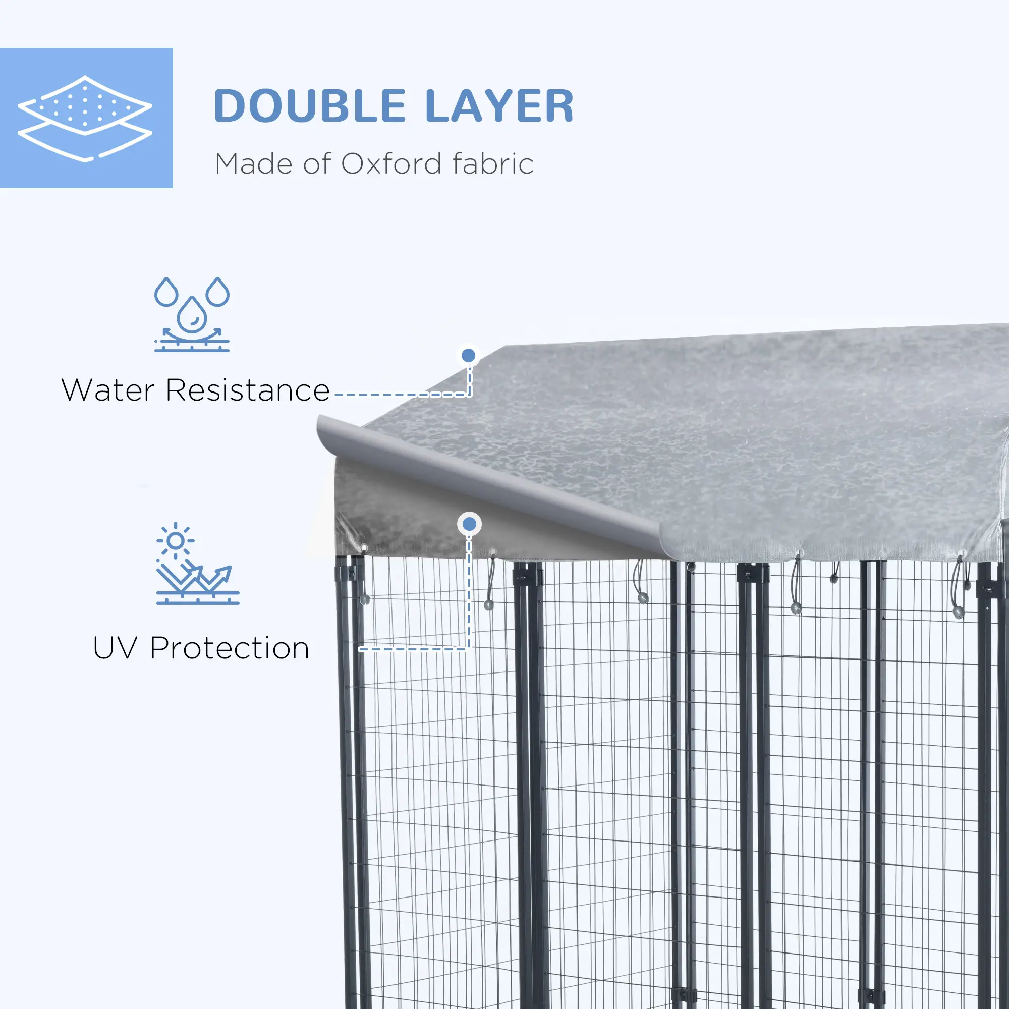 Outdoor Dog Kennel, Waterproof UV-Resistant Cover, 6 x 4 x 6 ft - Image 5