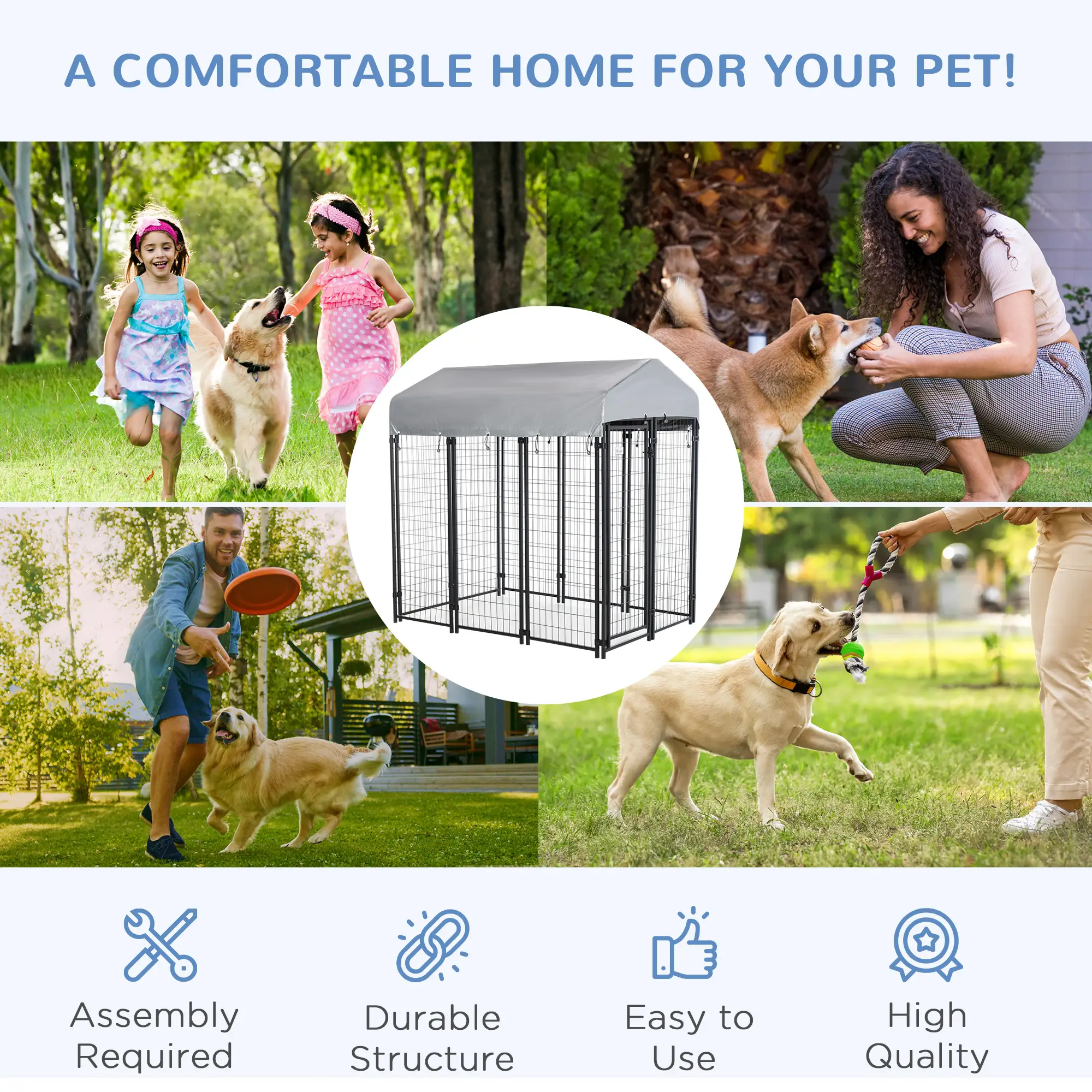 Outdoor Dog Kennel, Waterproof UV-Resistant Cover, 6 x 4 x 6 ft - Image 7