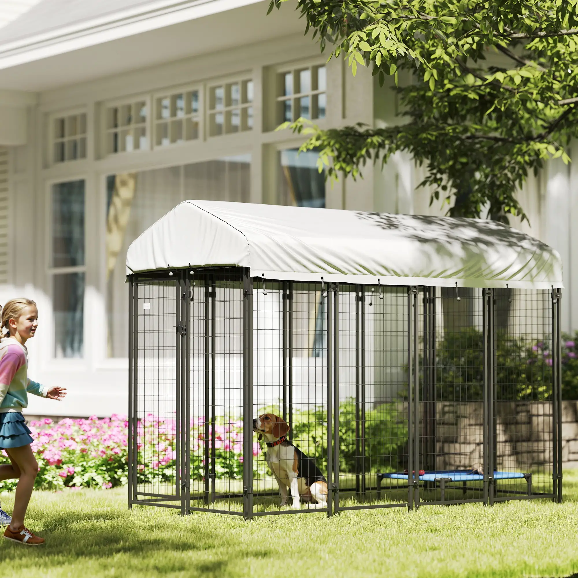Outdoor Dog Kennel, Waterproof UV-Resistant Cover, 8 x 4 x 6 ft - Image 2