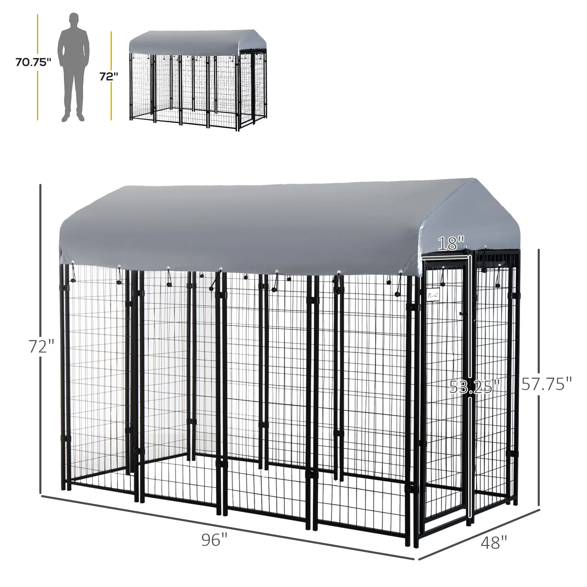 Outdoor Dog Kennel, Waterproof UV-Resistant Cover, 8 x 4 x 6 ft - Image 3