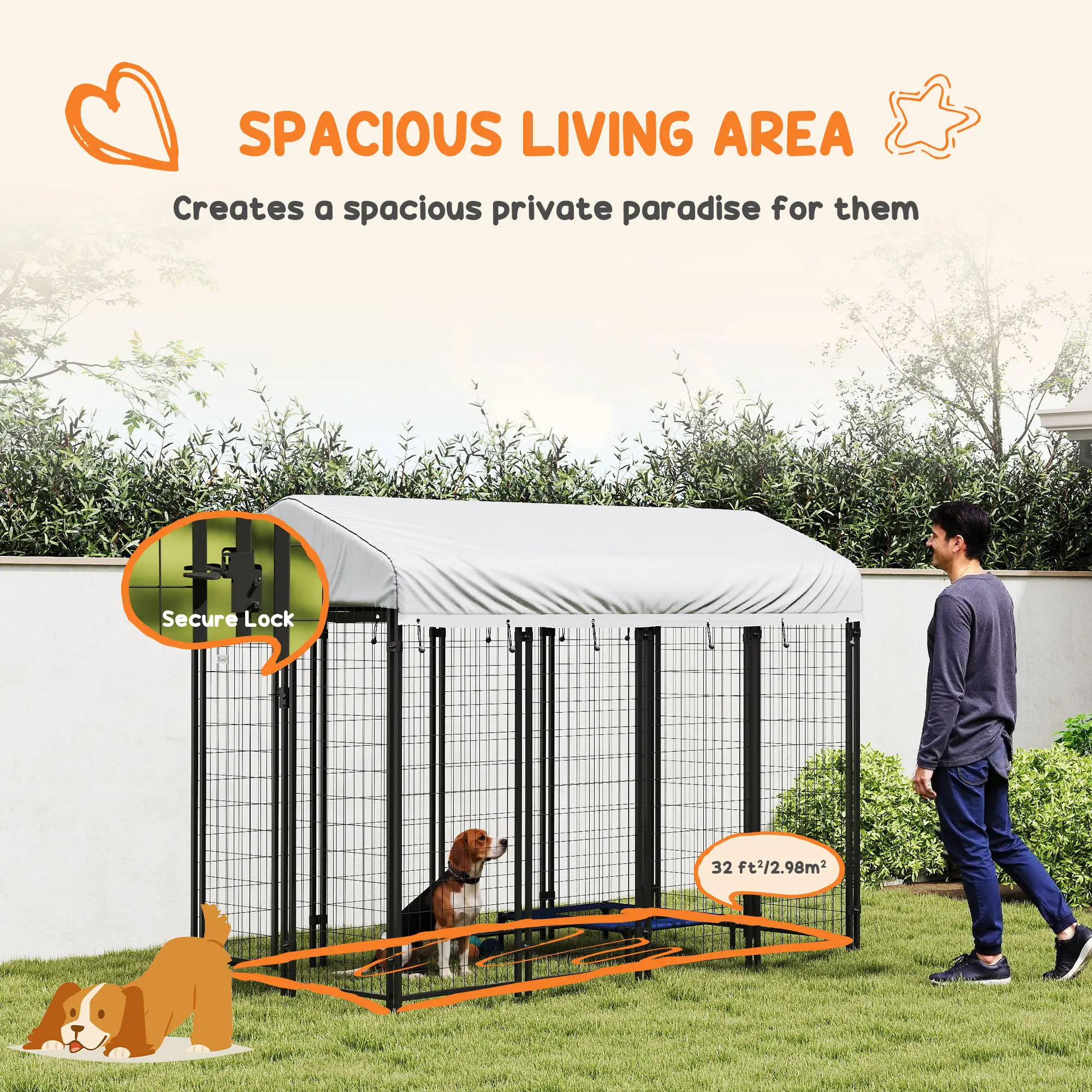 Outdoor Dog Kennel, Waterproof UV-Resistant Cover, 8 x 4 x 6 ft - Image 4