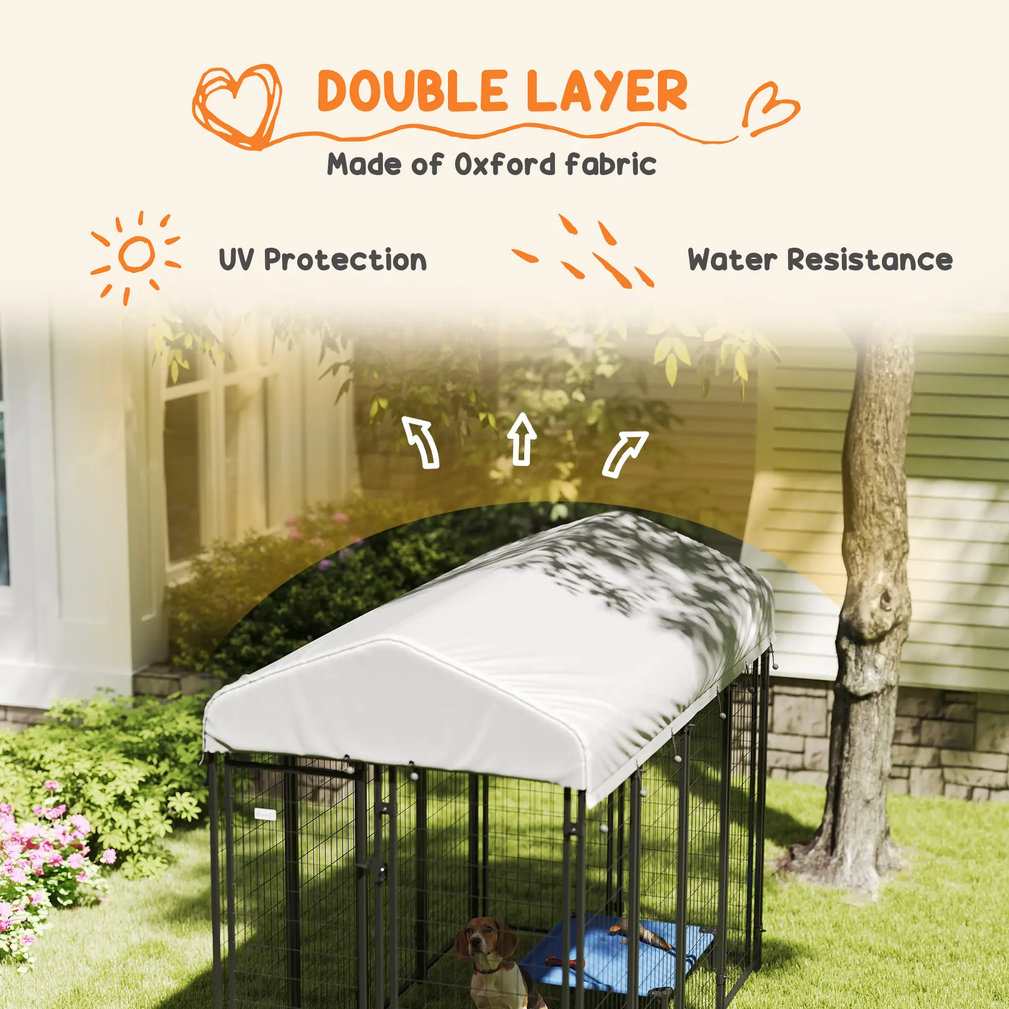 Outdoor Dog Kennel, Waterproof UV-Resistant Cover, 8 x 4 x 6 ft - Image 5