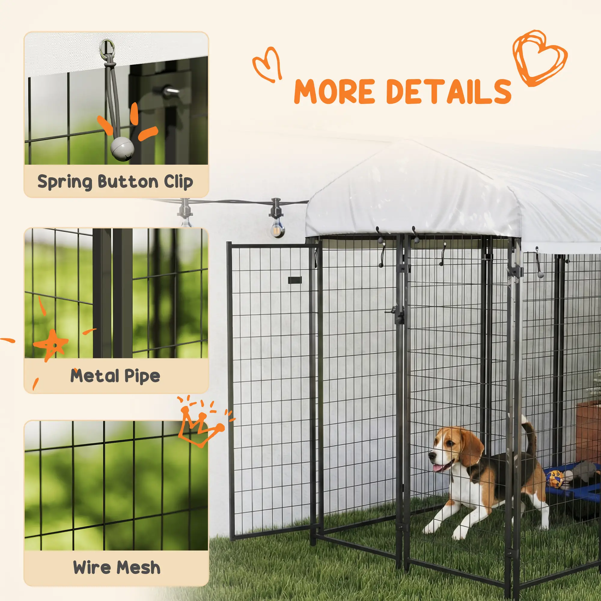 Outdoor Dog Kennel, Waterproof UV-Resistant Cover, 8 x 4 x 6 ft - Image 6