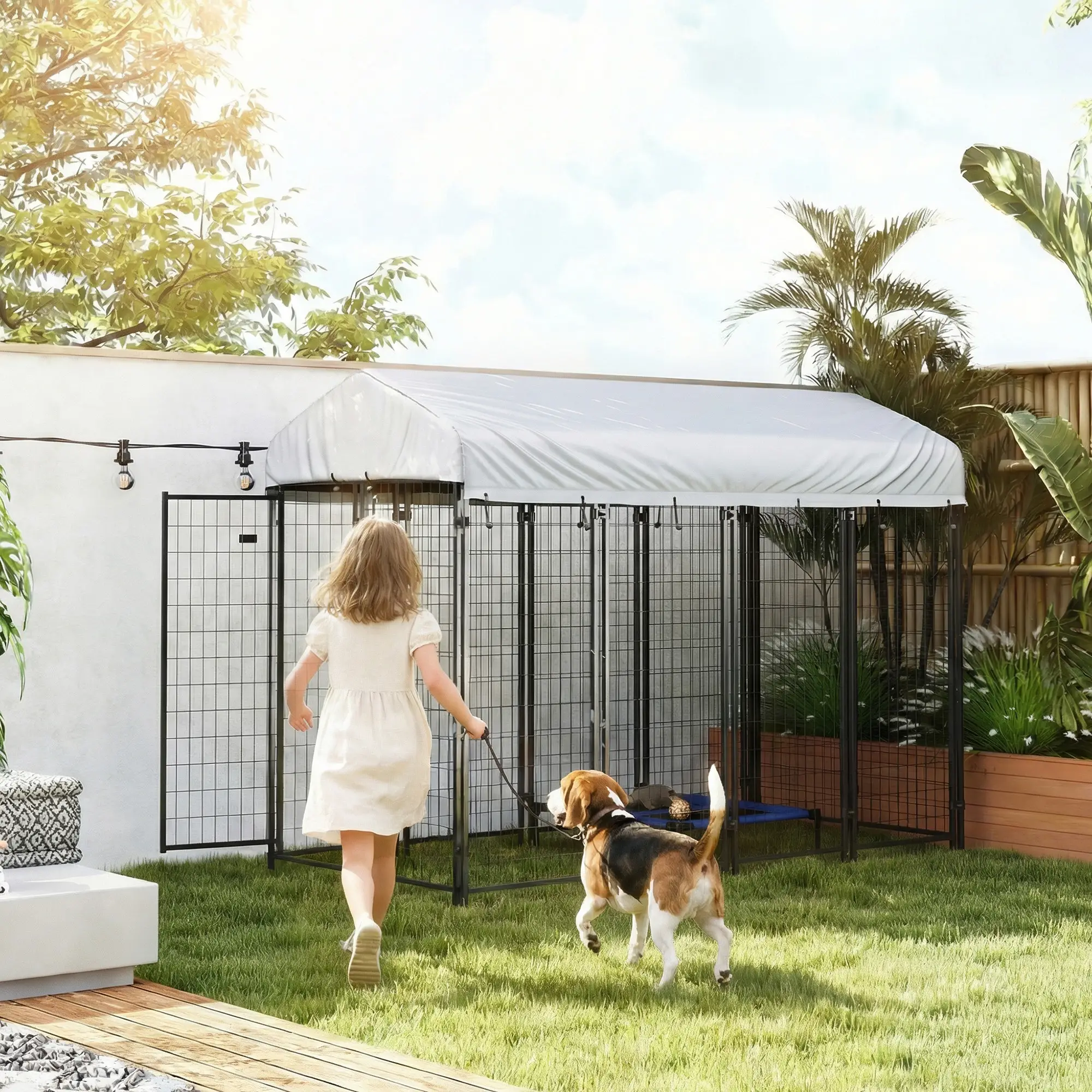 Outdoor Dog Kennel, Waterproof UV-Resistant Cover, 8 x 4 x 6 ft - Image 8