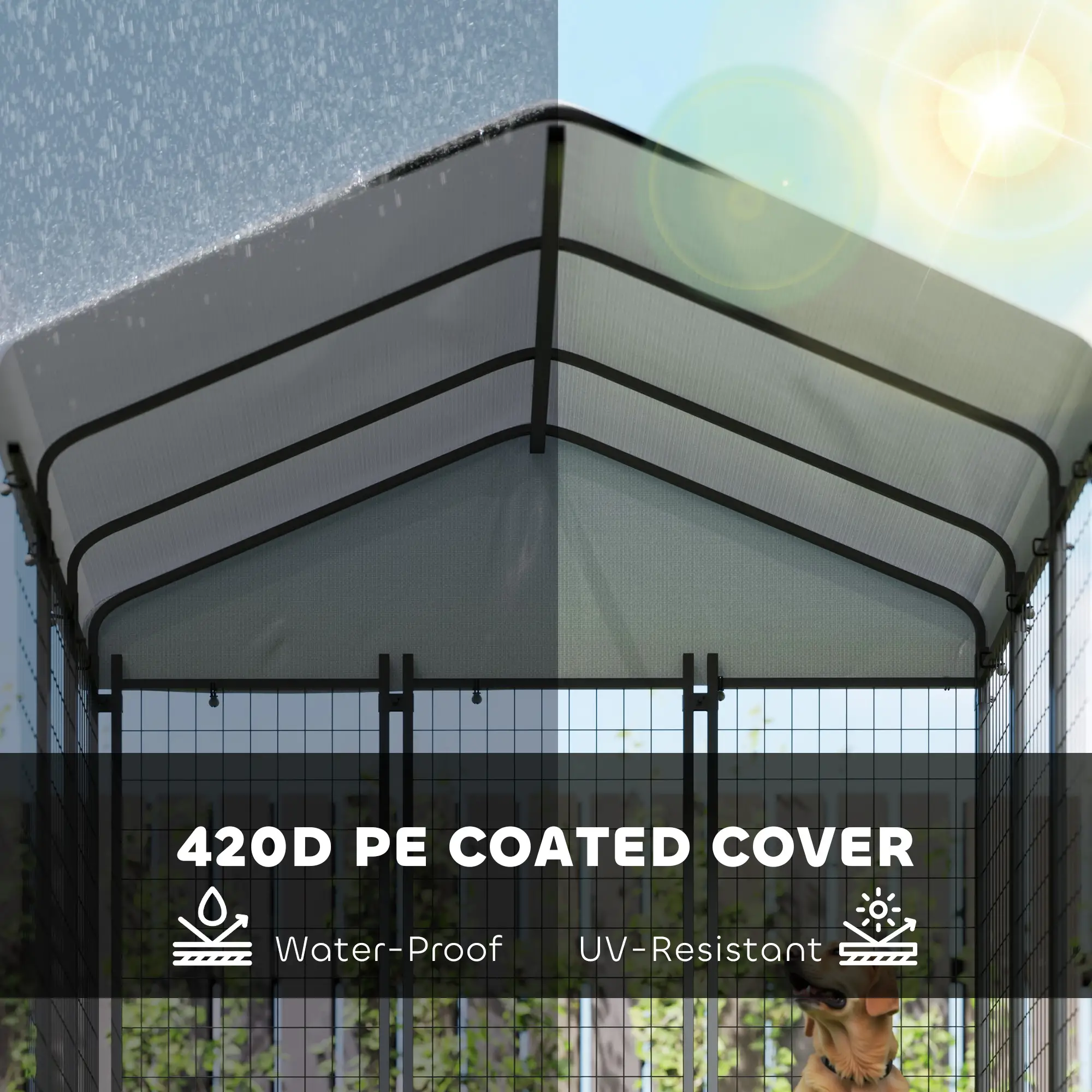 Outdoor Dog Kennel, Waterproof UV-Resistant Cover, Adjustable Bowls, 6 x 6 x 6 ft - Image 5