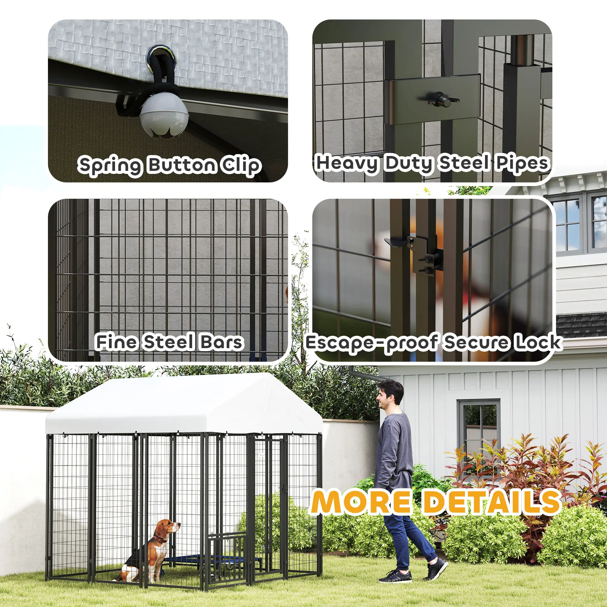 Outdoor Dog Kennel, Waterproof UV-Resistant Cover, Adjustable Bowls, 6 x 6 x 6 ft - Image 9